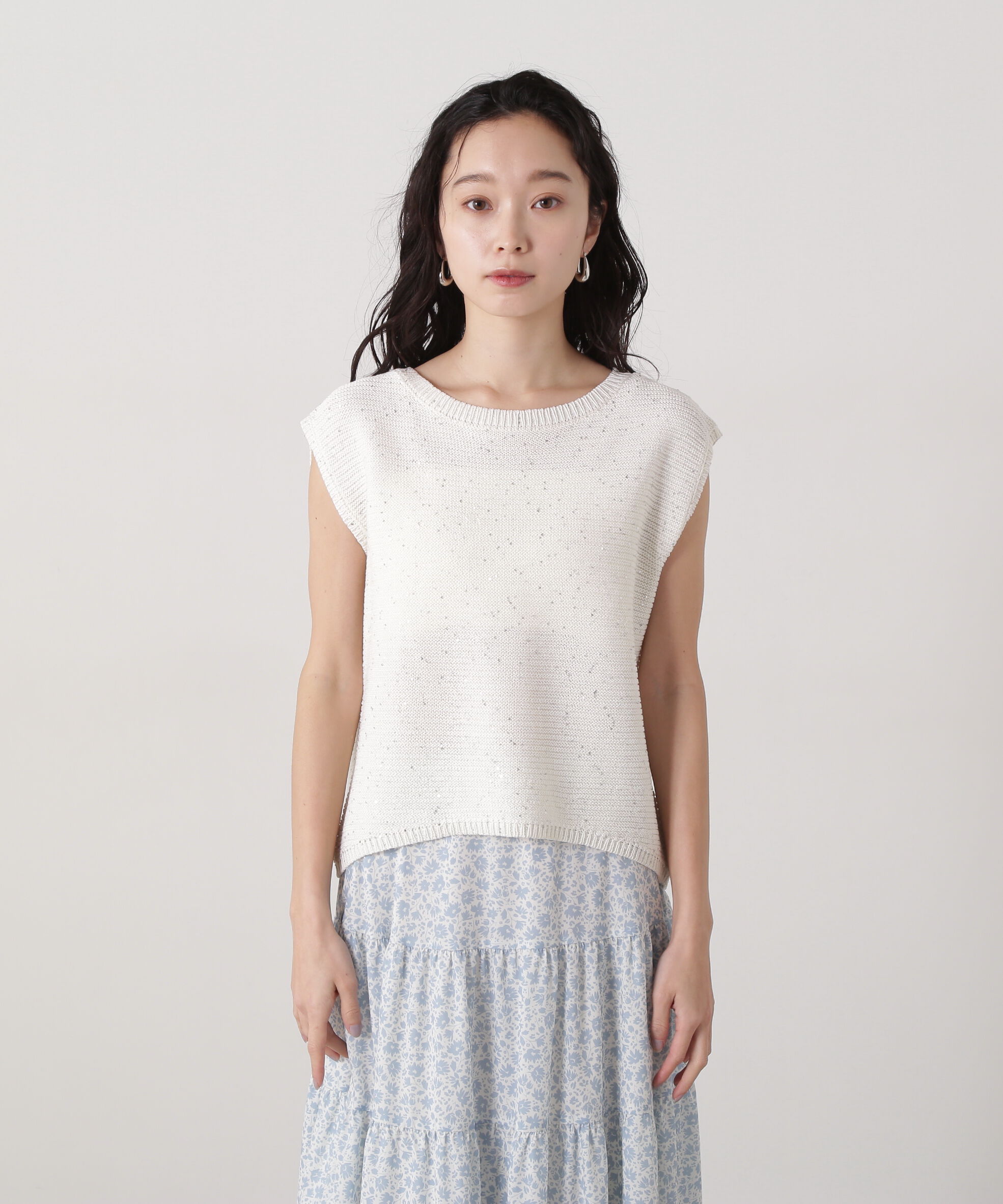  「スパンコールノースリーブニット」|ニット・セーター|