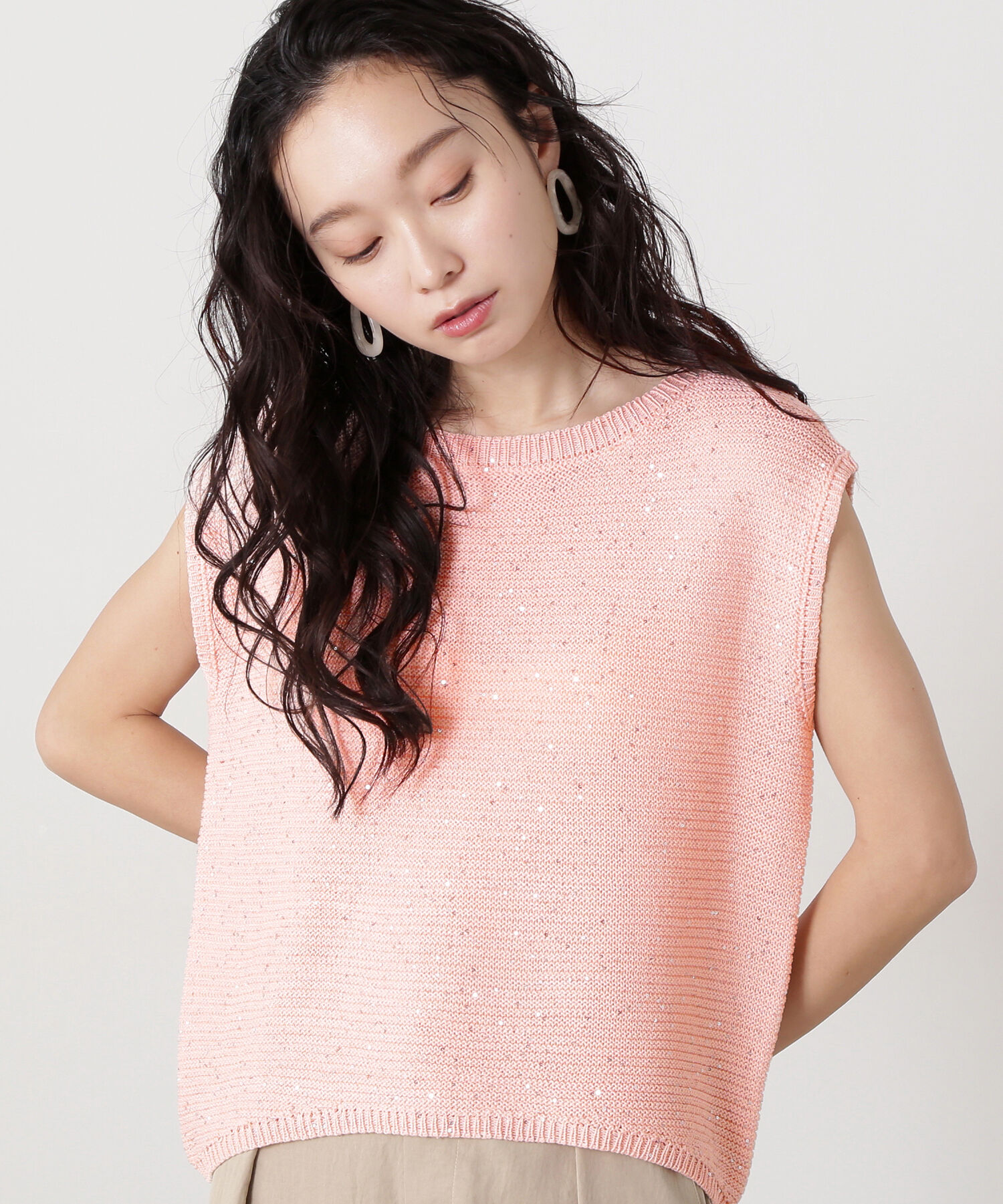  「スパンコールノースリーブニット」|ニット・セーター|