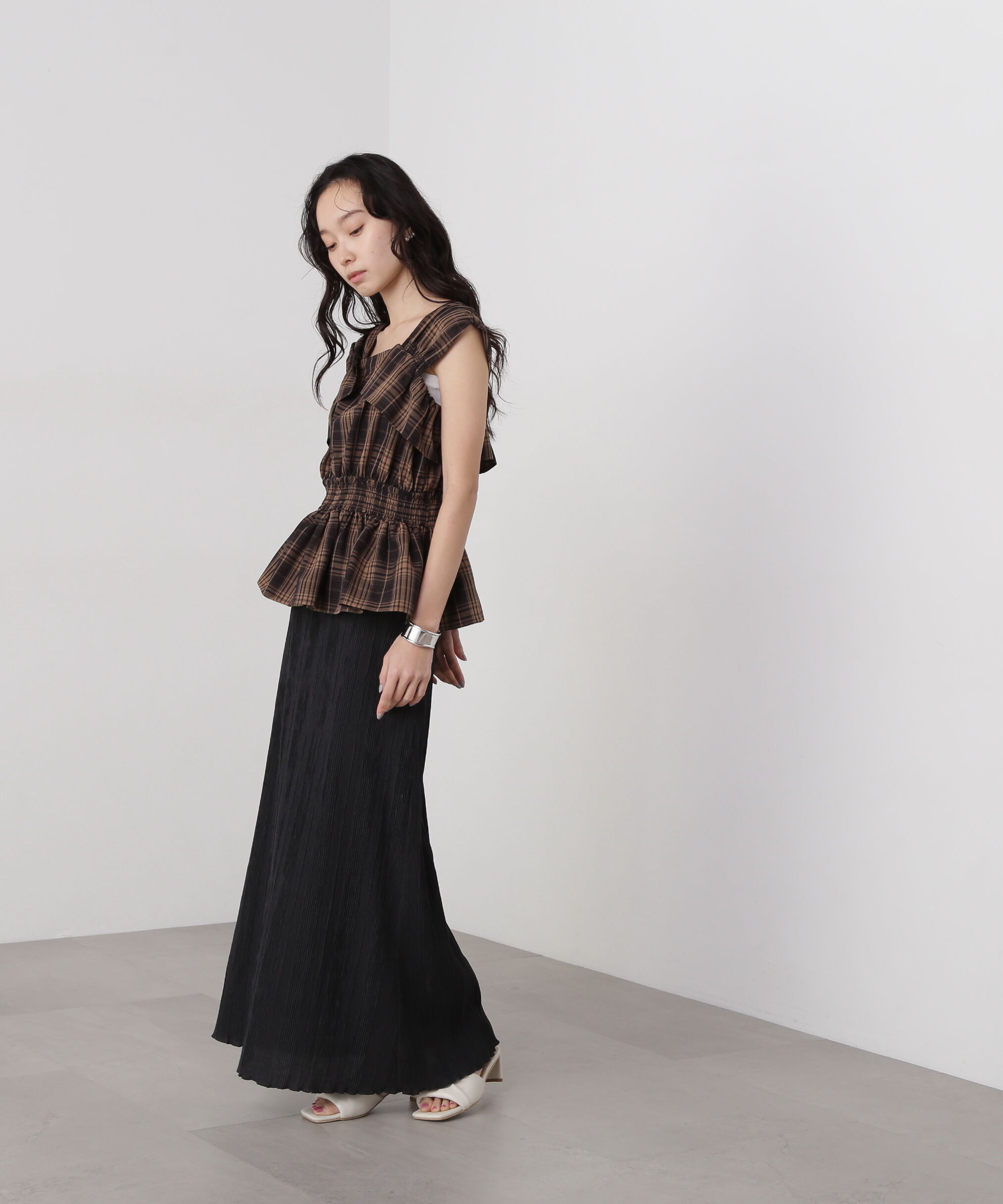  「シャドーチェックイージースカート」|スカート|