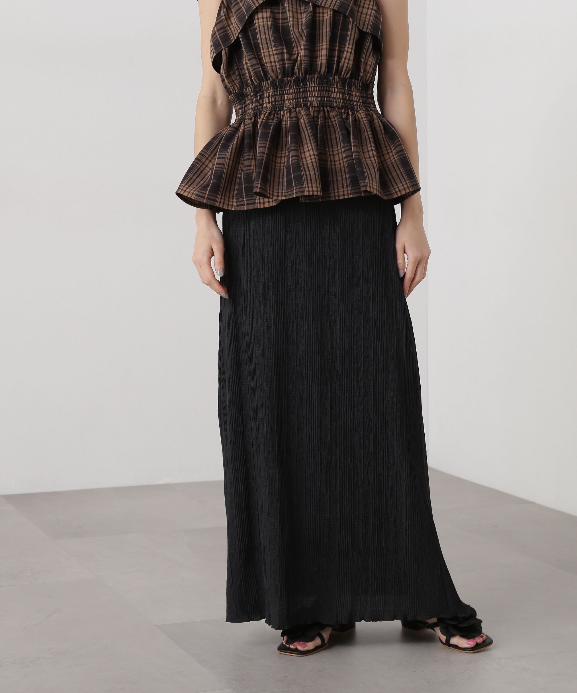  「シャドーチェックイージースカート」|スカート|