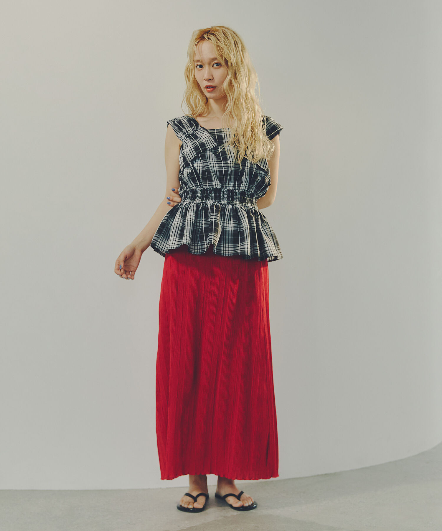  「シャドーチェックイージースカート」|スカート|