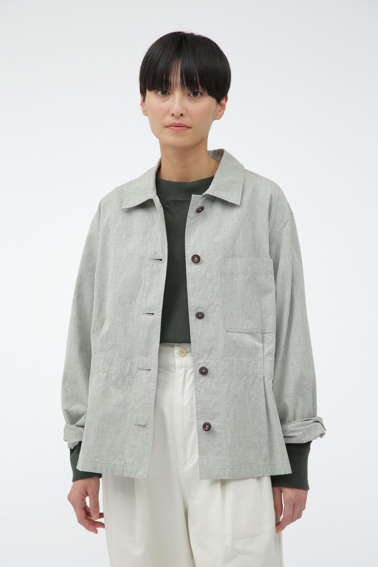 MHL.「OVERDYE MELANGE COTTON LINEN」|ブルゾン・スタジャン|GREY