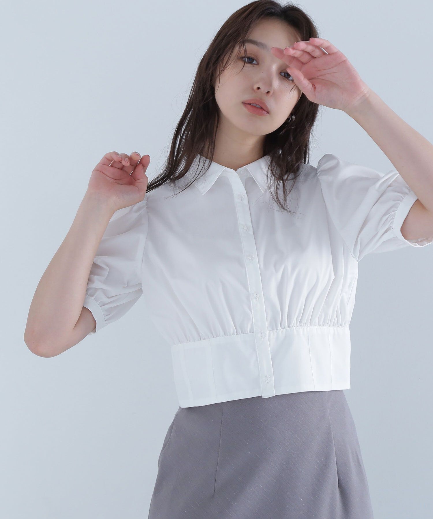  「シャツカラーコルセットブラウス」|シャツ・ブラウス|