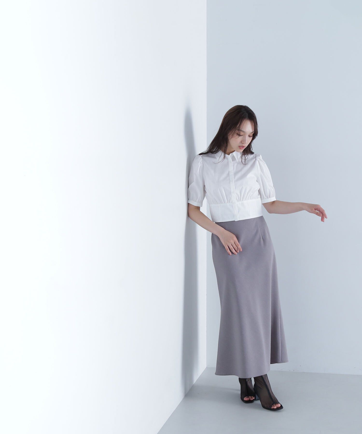  「シャツカラーコルセットブラウス」|シャツ・ブラウス|