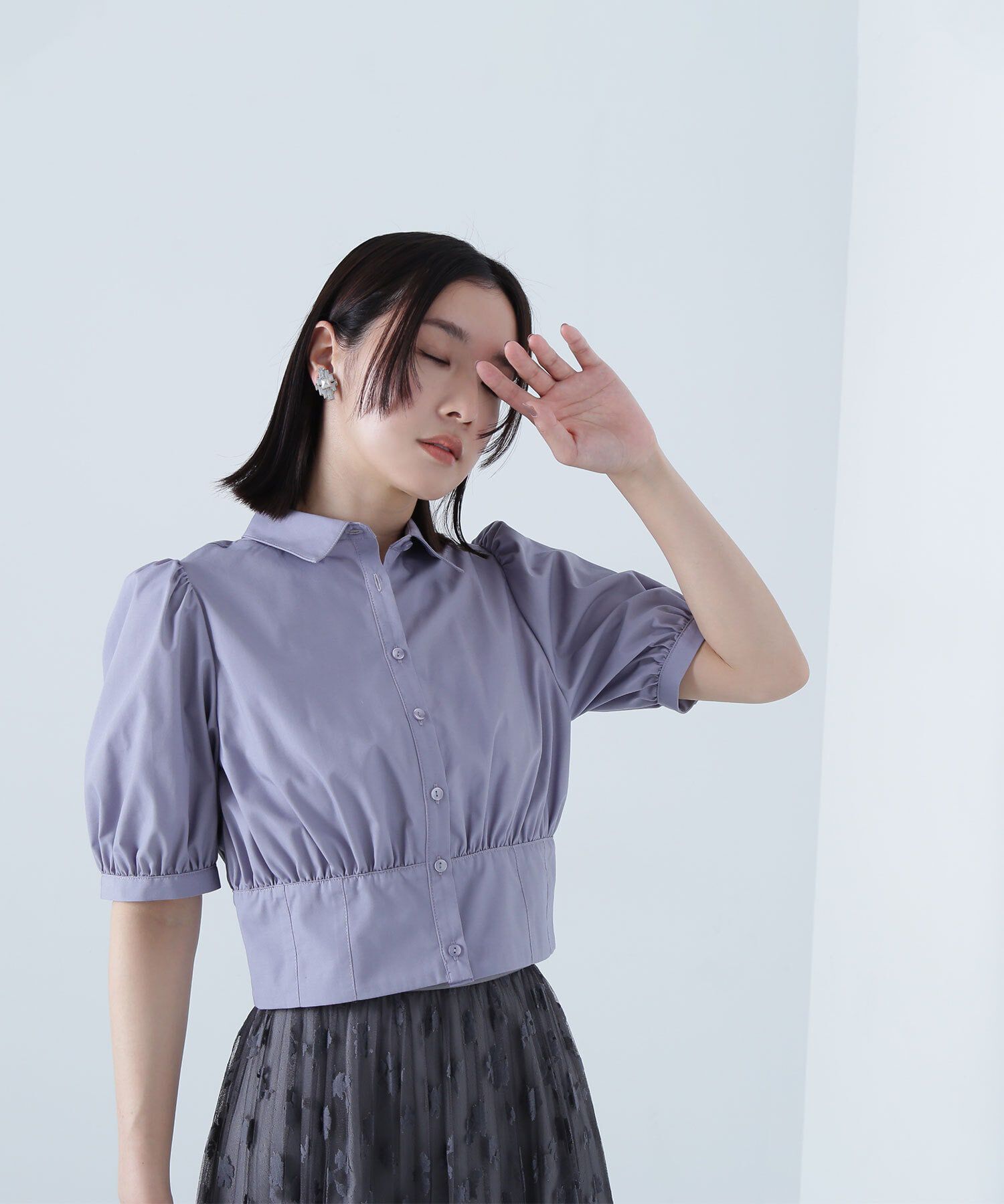  「シャツカラーコルセットブラウス」|シャツ・ブラウス|