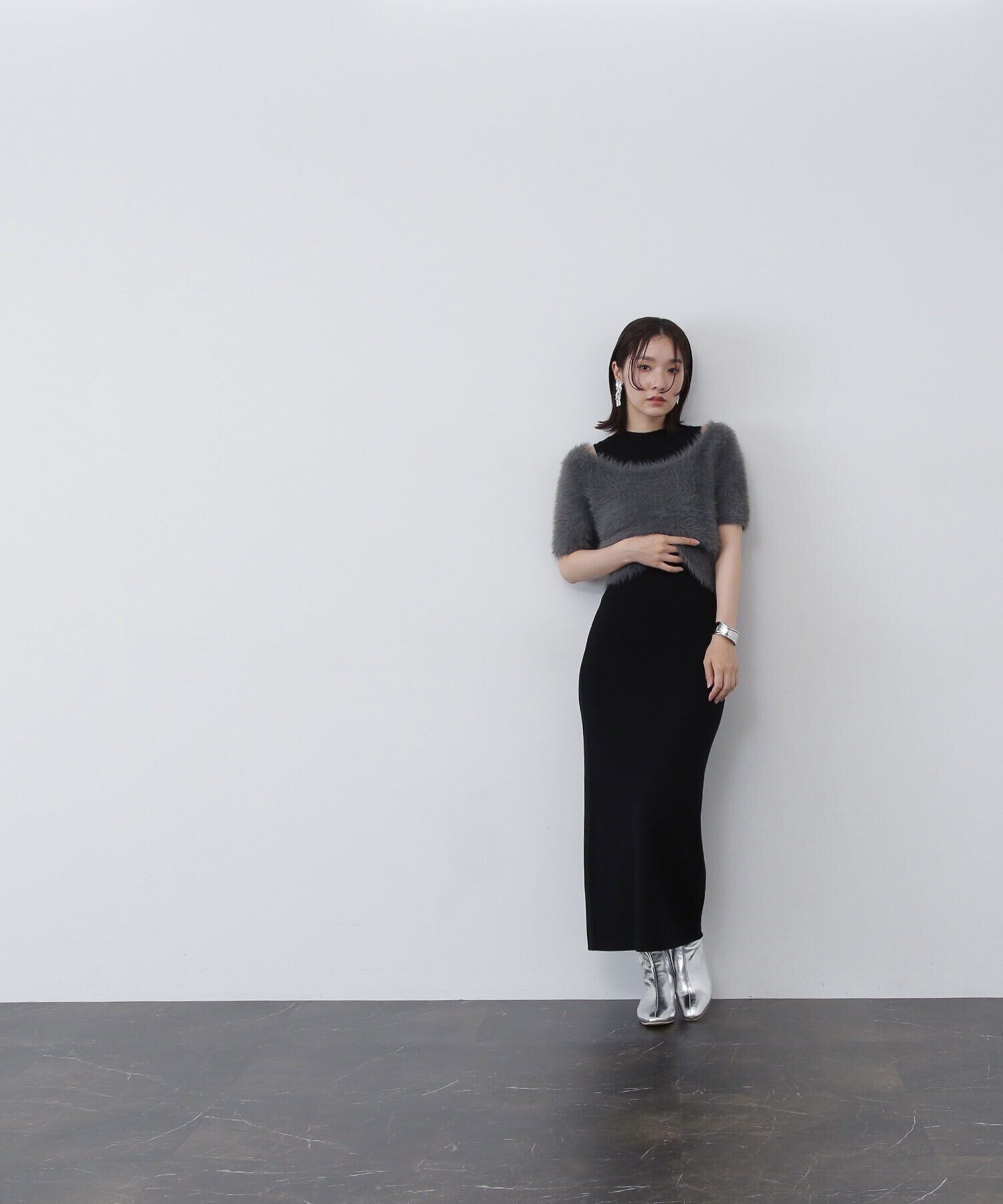  「Uネックフェザーニット＆アメスリニットワンピース」|ワンピース|