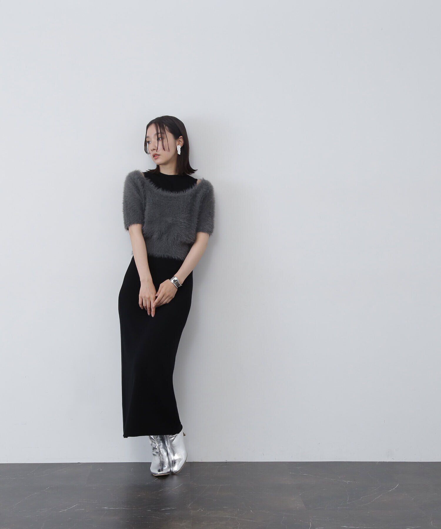  「Uネックフェザーニット＆アメスリニットワンピース」|ワンピース|