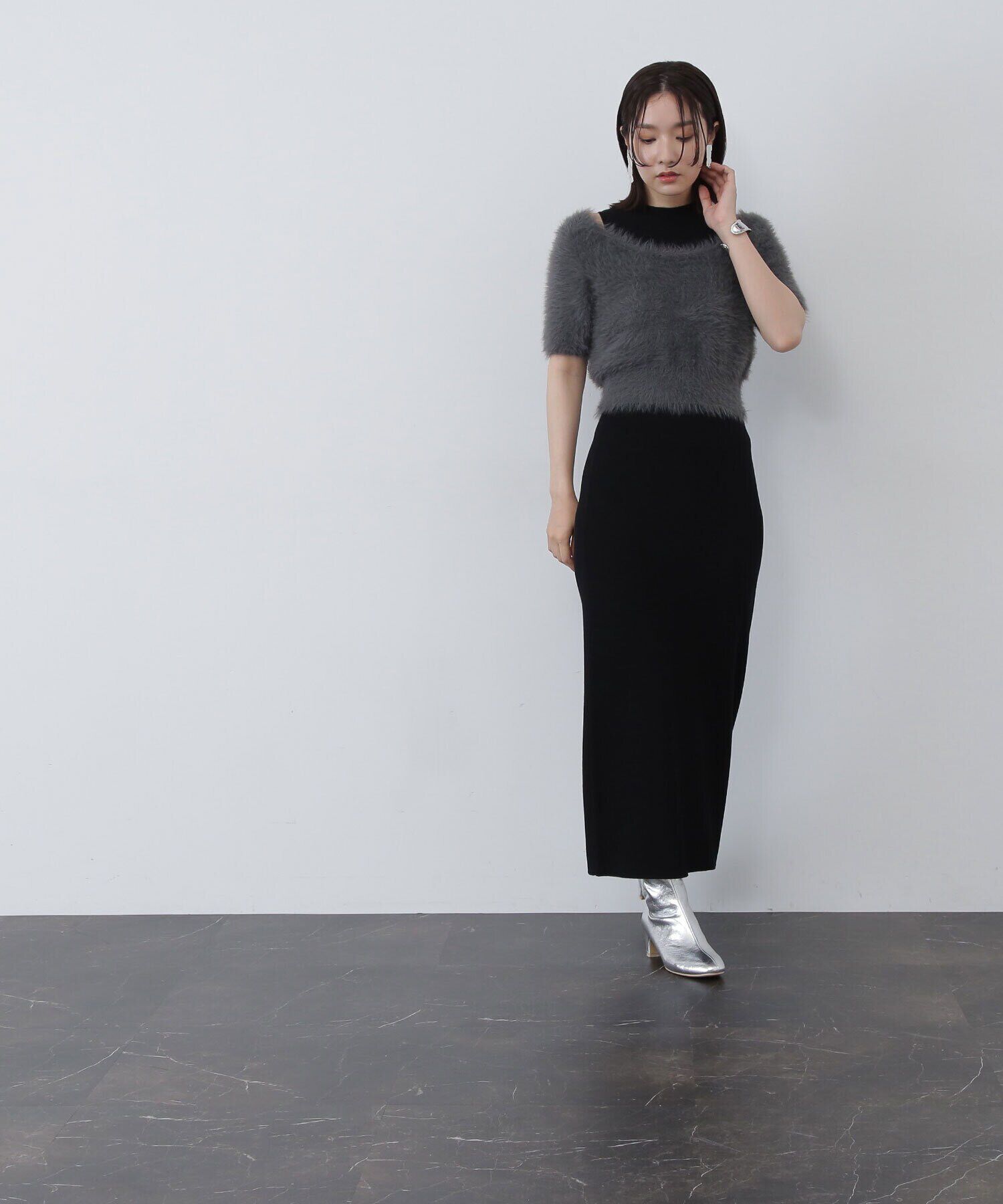  「Uネックフェザーニット＆アメスリニットワンピース」|ワンピース|