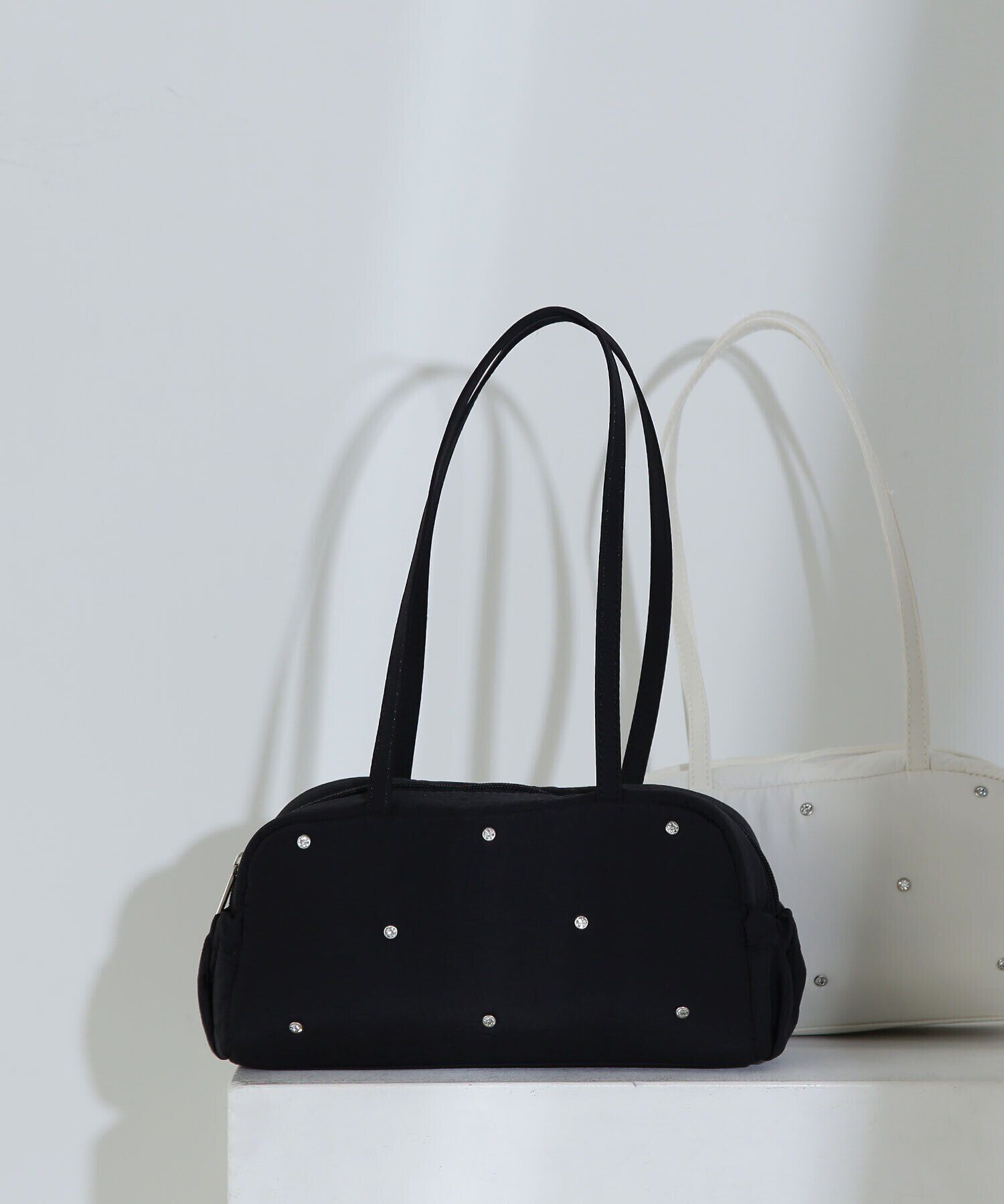  「ビジュースタッズボストンバッグ」|ボストンバッグ|クロ