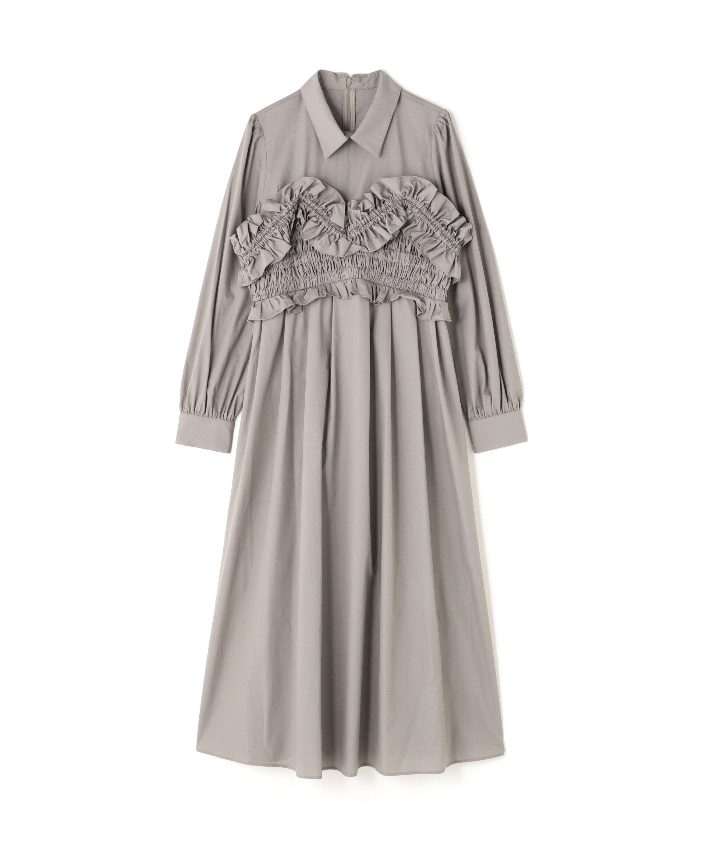  「シャーリングビスチェシャツワンピース」|ワンピース|