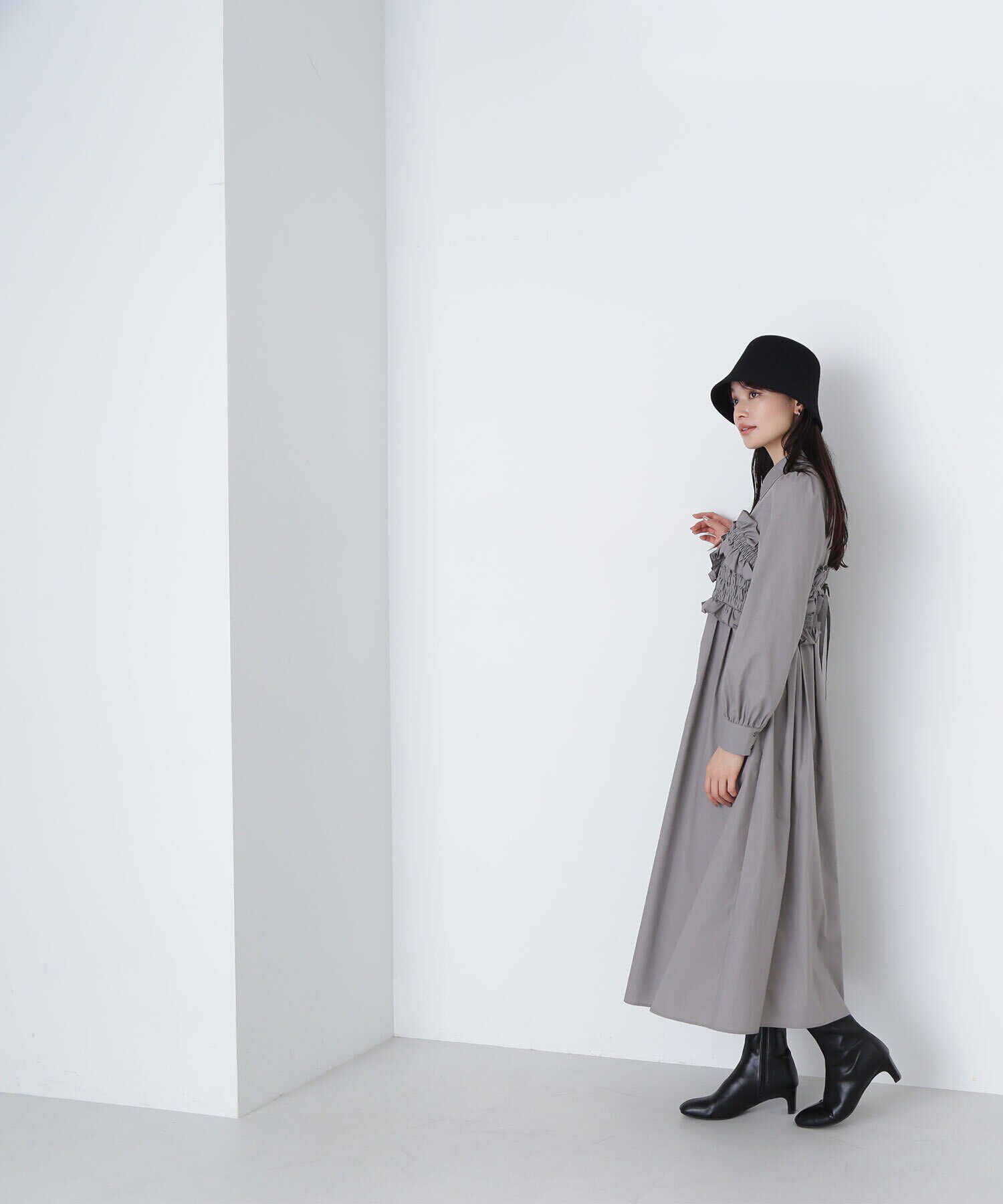  「シャーリングビスチェシャツワンピース」|ワンピース|