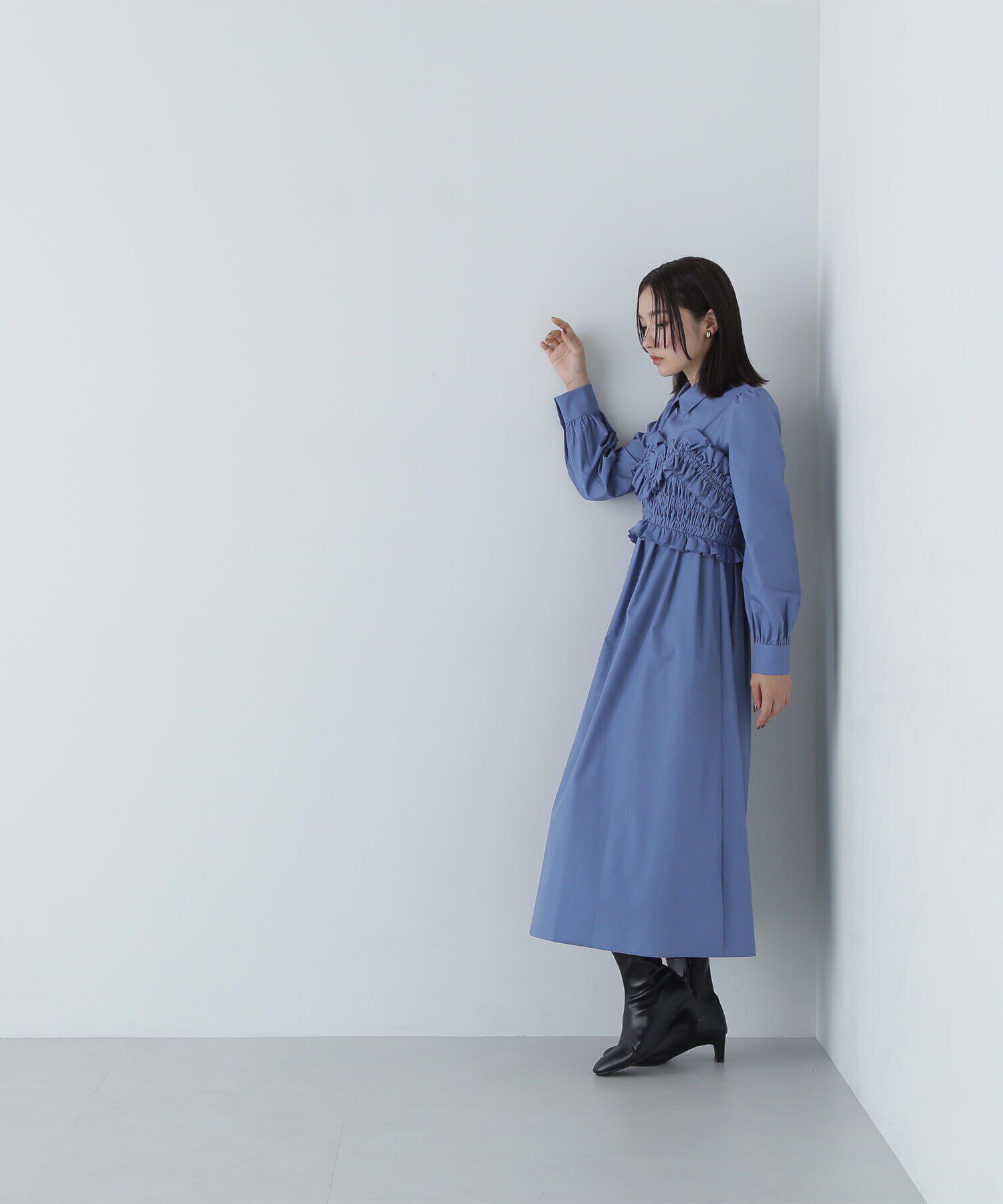  「シャーリングビスチェシャツワンピース」|ワンピース|