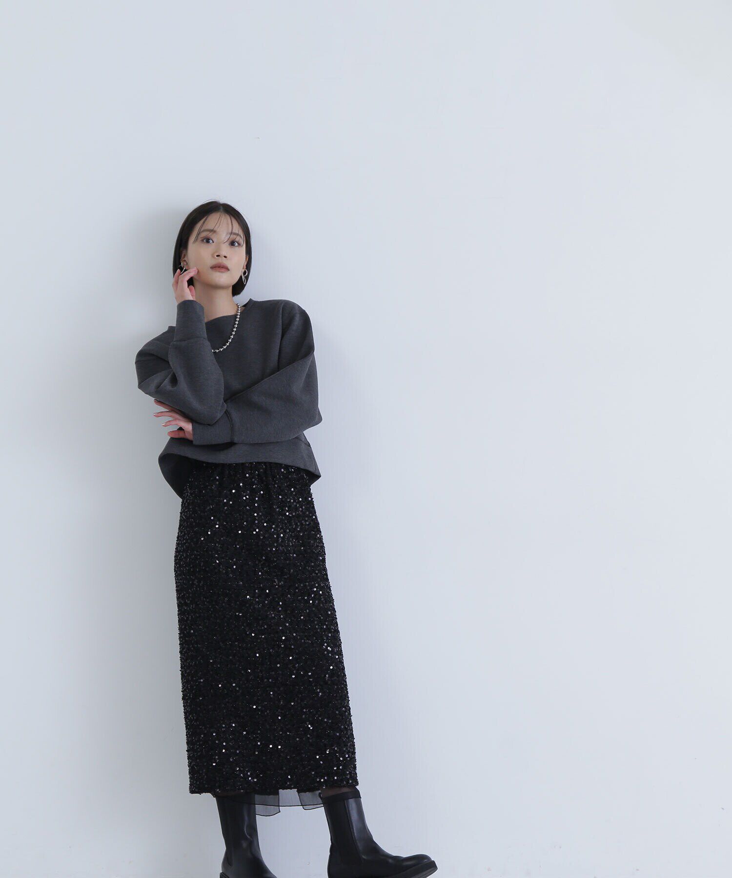  「スパンコールナロースカート」|スカート|クロ