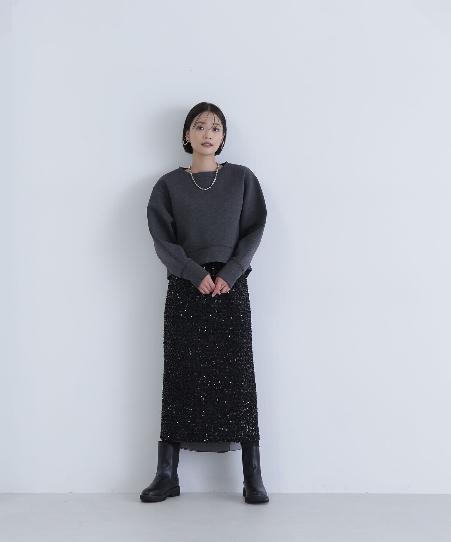  「スパンコールナロースカート」|スカート|