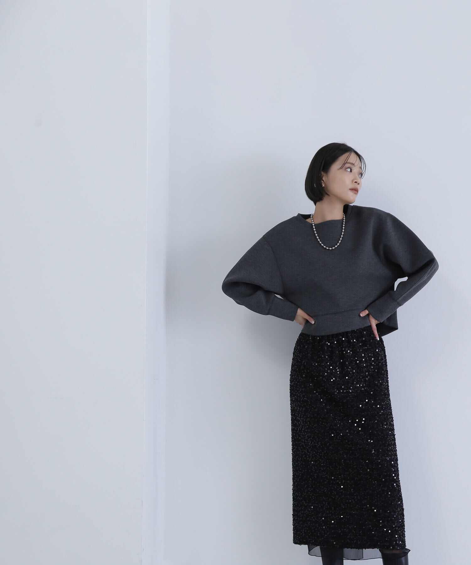  「スパンコールナロースカート」|スカート|