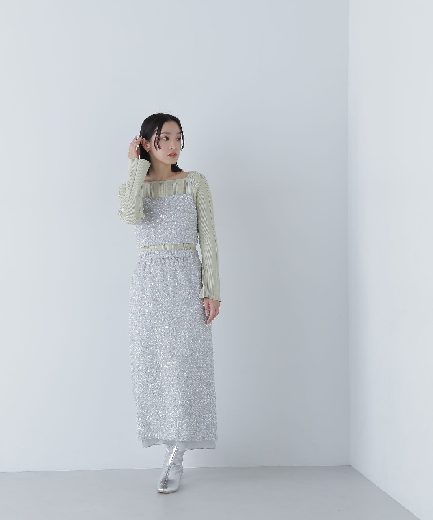  「スパンコールナロースカート」|スカート|