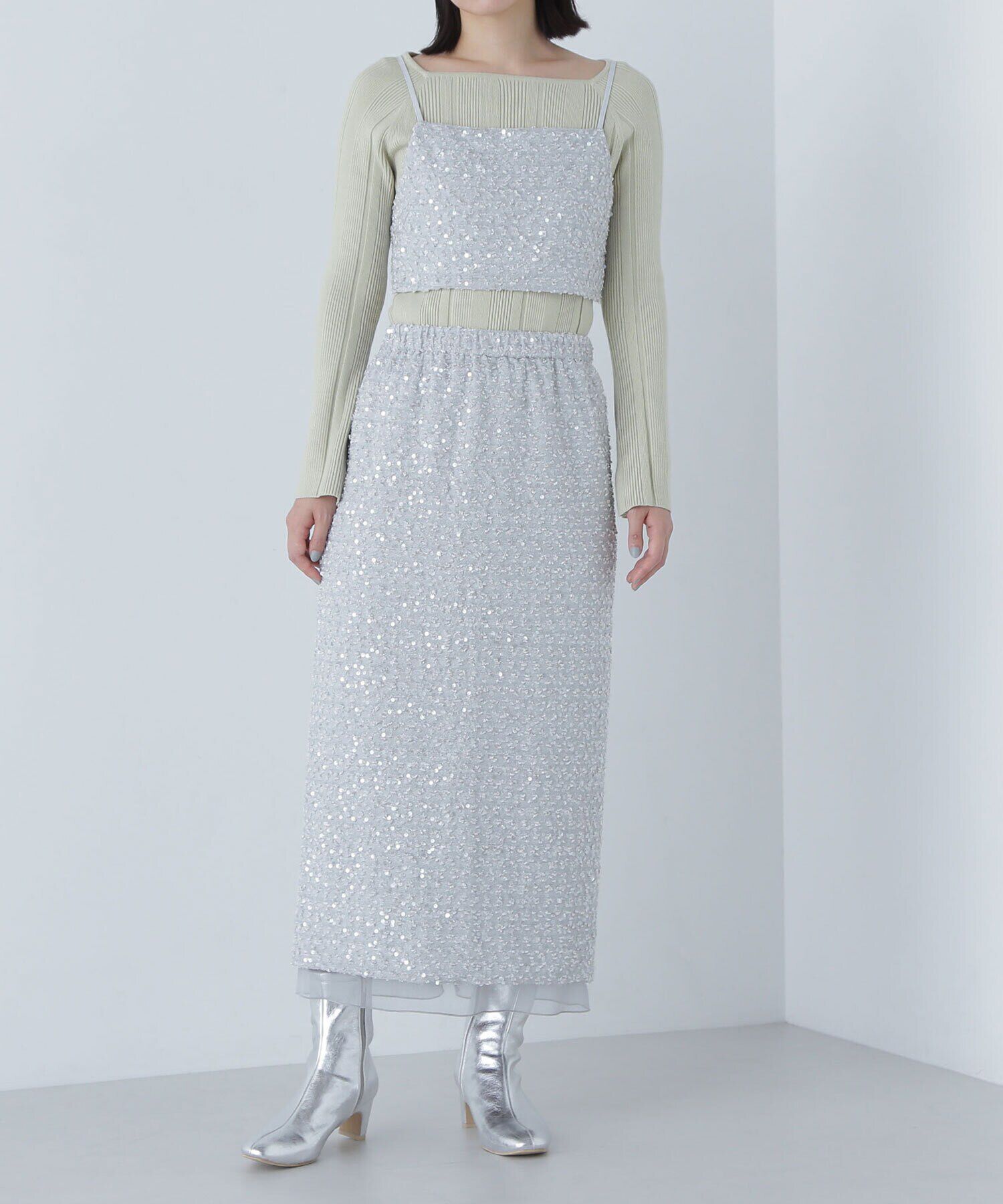  「スパンコールナロースカート」|スカート|