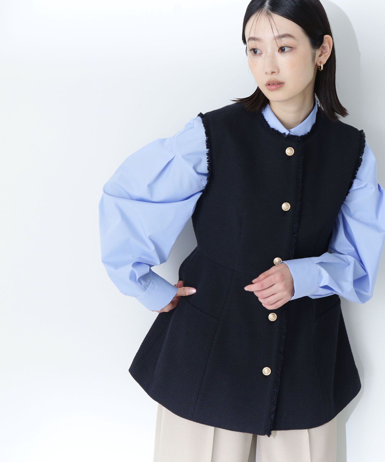  「スプリングツイード ペプラムジレ」|ブルゾン・スタジャン|クロ