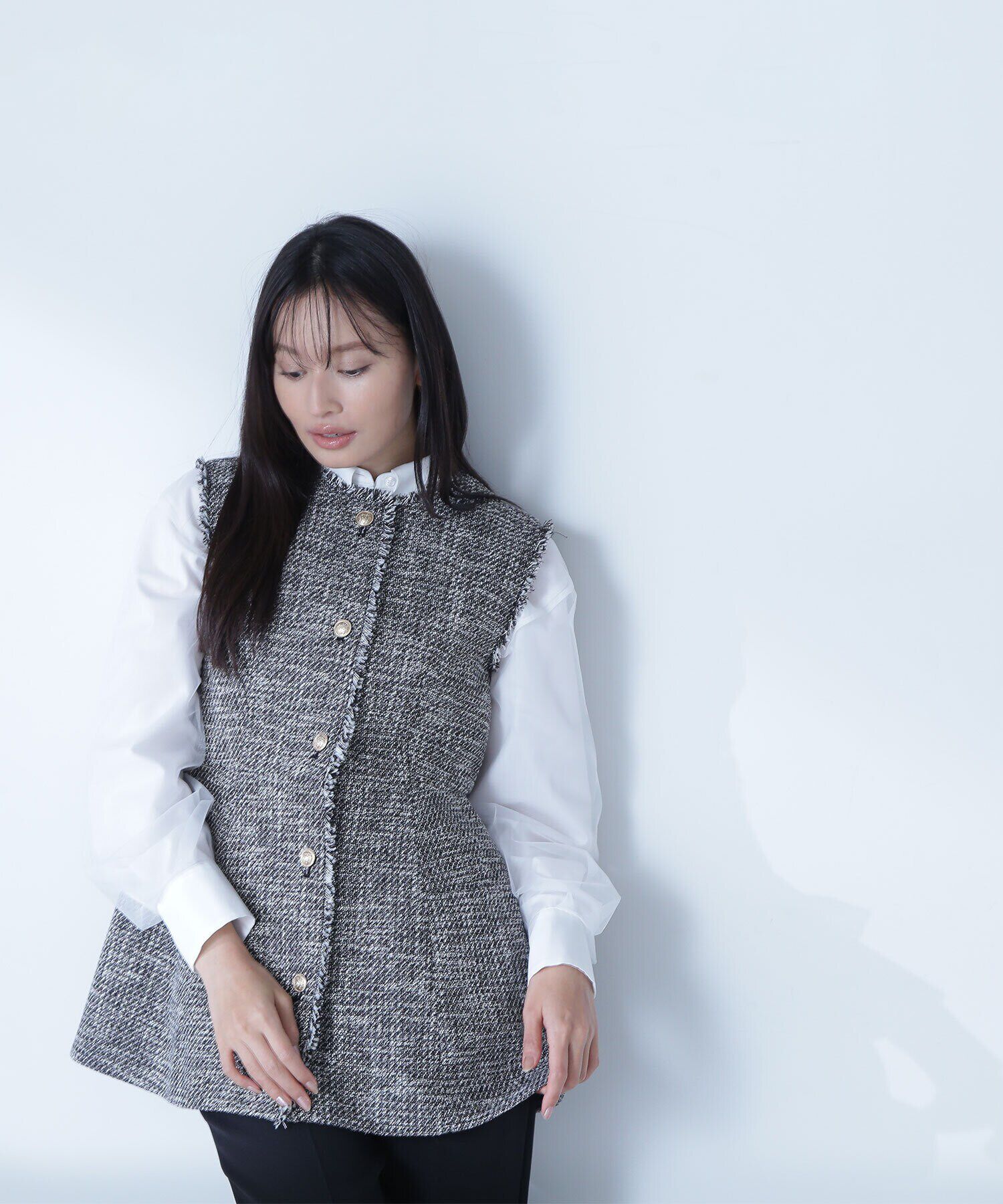  「スプリングツイード ペプラムジレ」|ブルゾン・スタジャン|