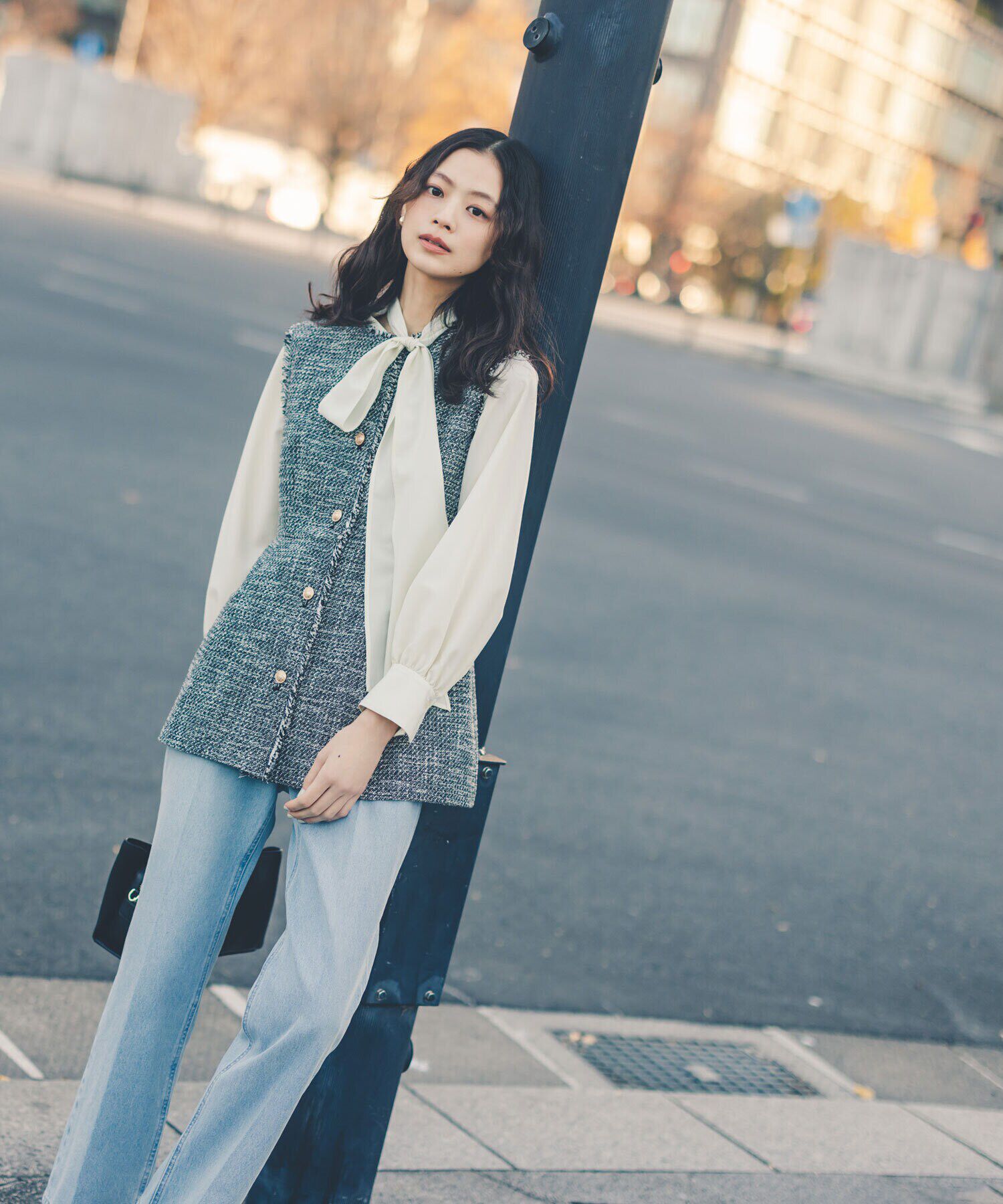  「スプリングツイード ペプラムジレ」|ブルゾン・スタジャン|