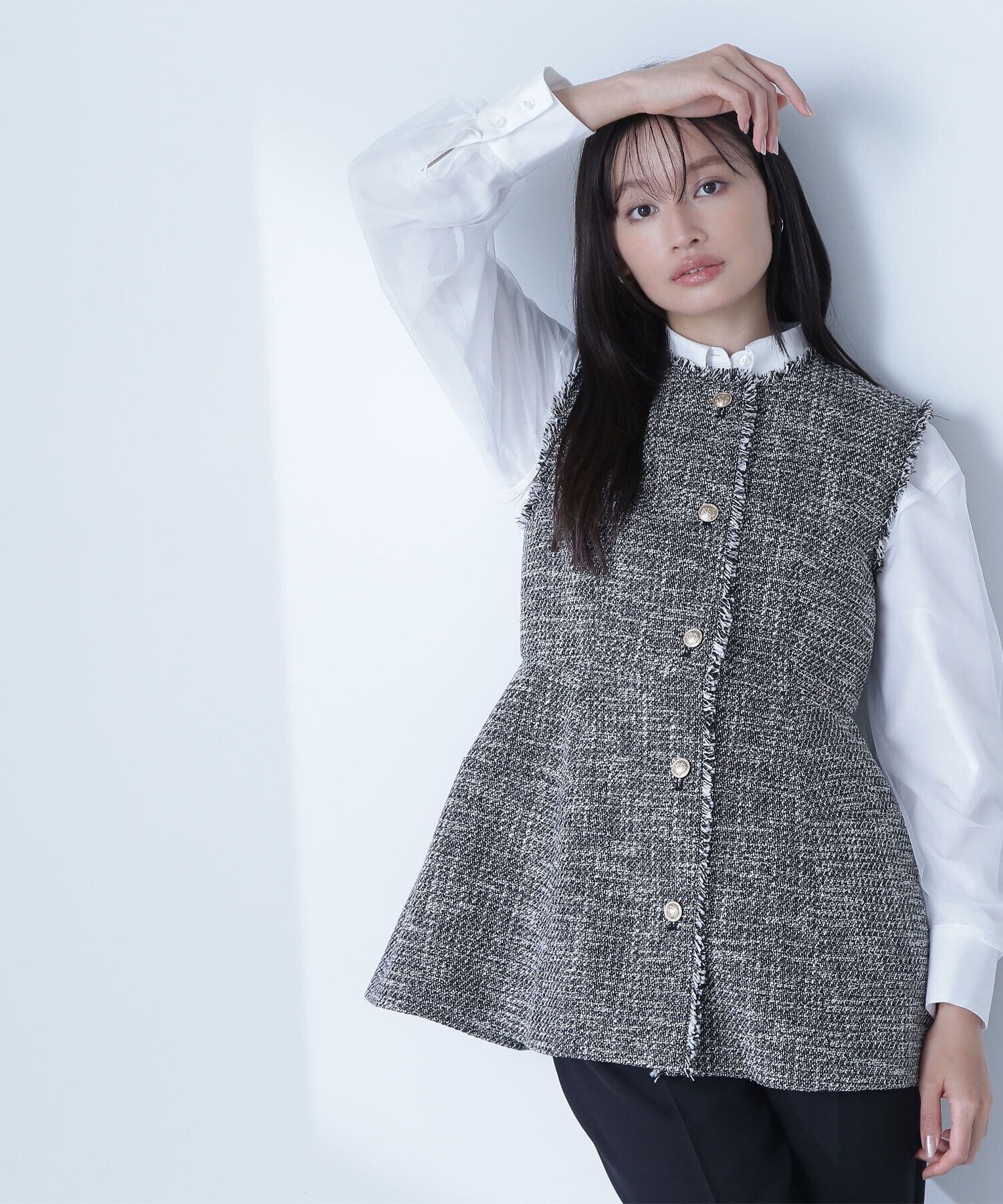  「スプリングツイード ペプラムジレ」|ブルゾン・スタジャン|