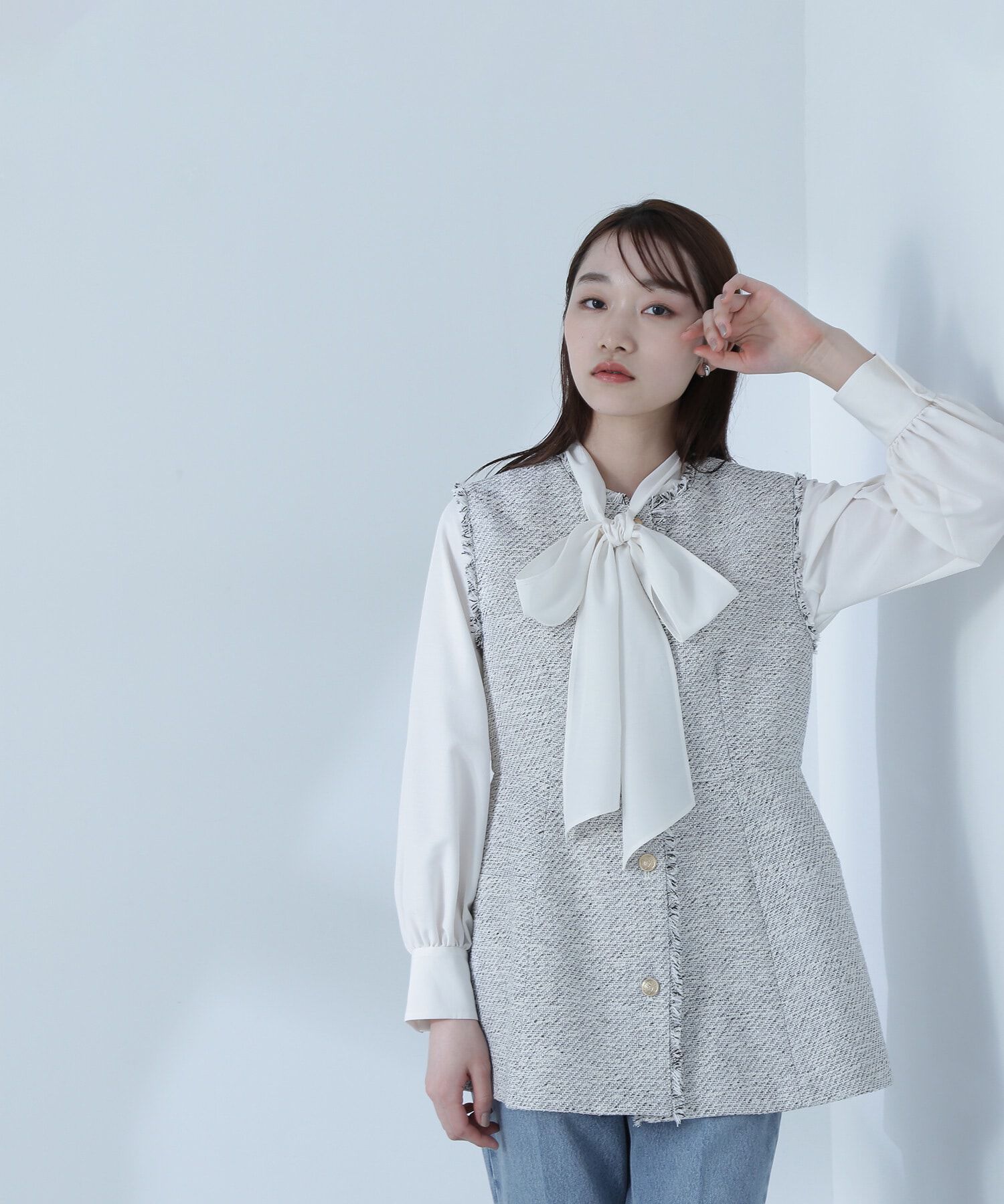  「スプリングツイード ペプラムジレ」|ブルゾン・スタジャン|