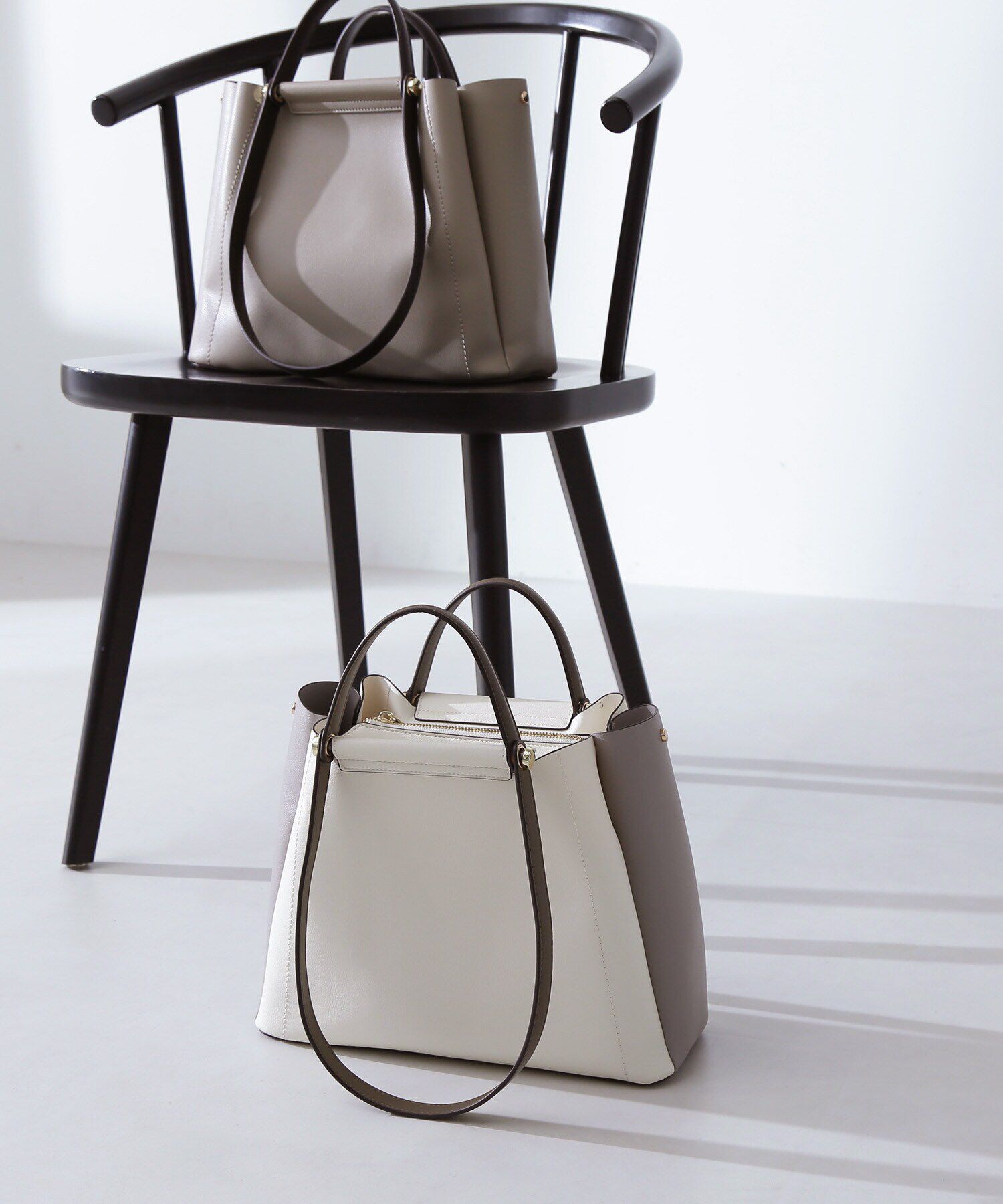  「2wayバーハンドルトートバッグ」|トートバッグ|グレーコンビ2