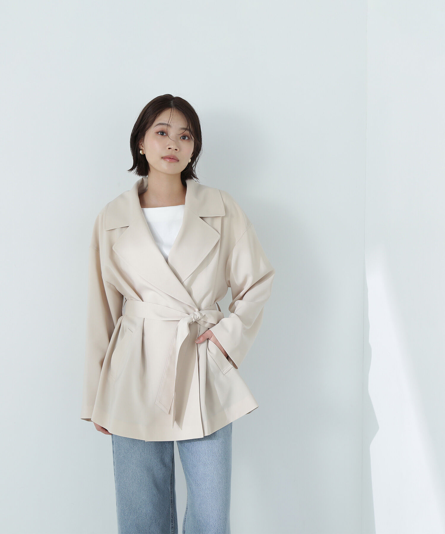  「ライトスプリングコートシリーズ ミドル丈トレンチコート」|ブルゾン・スタジャン|