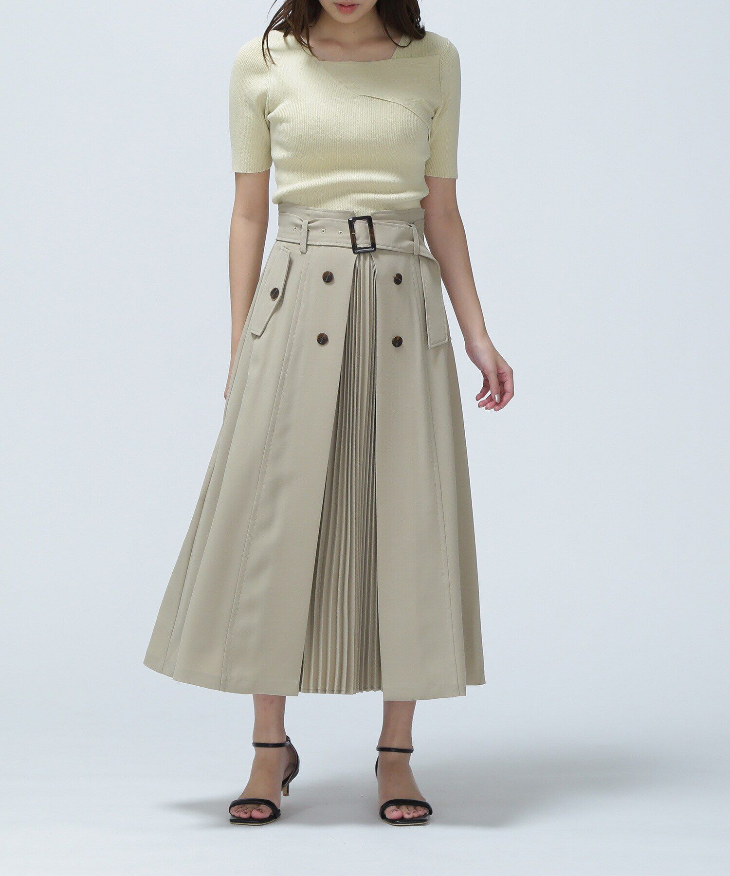  「トレンチディテールフレアスカート」|スカート|