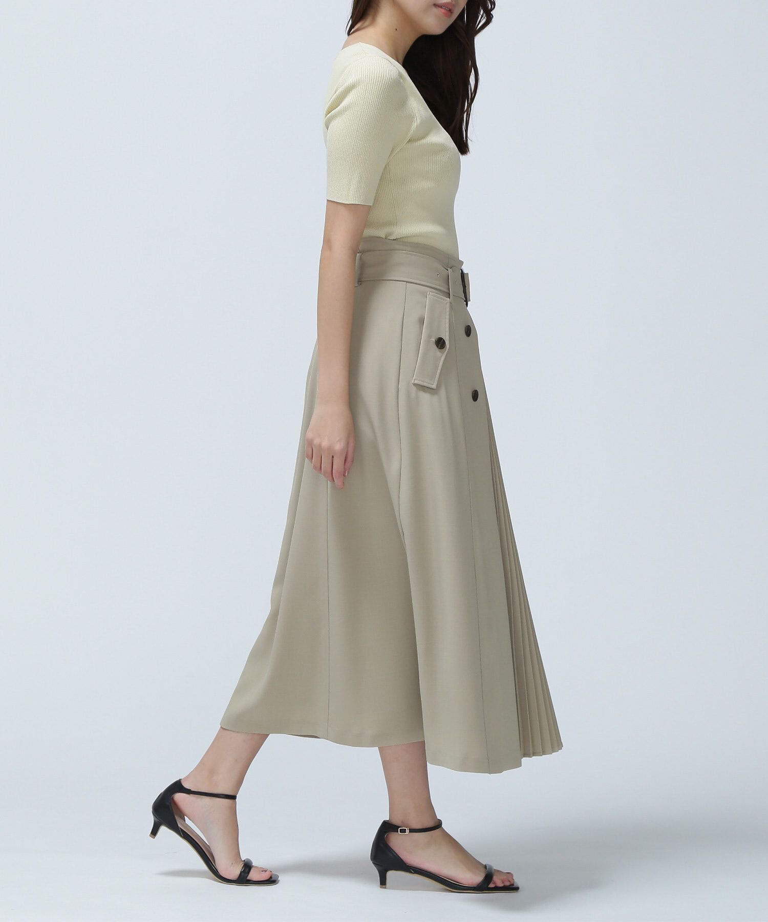  「トレンチディテールフレアスカート」|スカート|