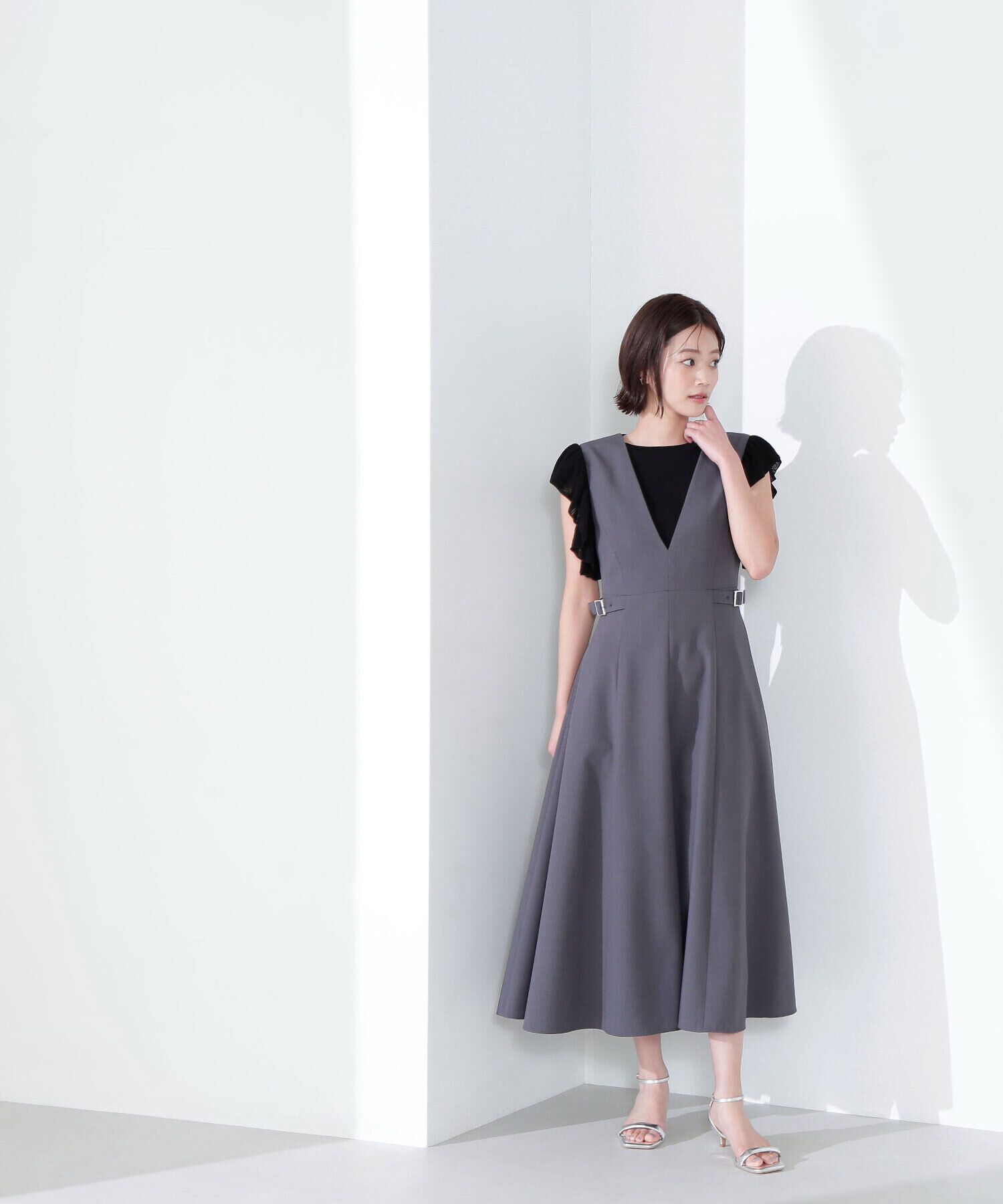  「Vネックサイドバックルジャンスカ」|ワンピース|