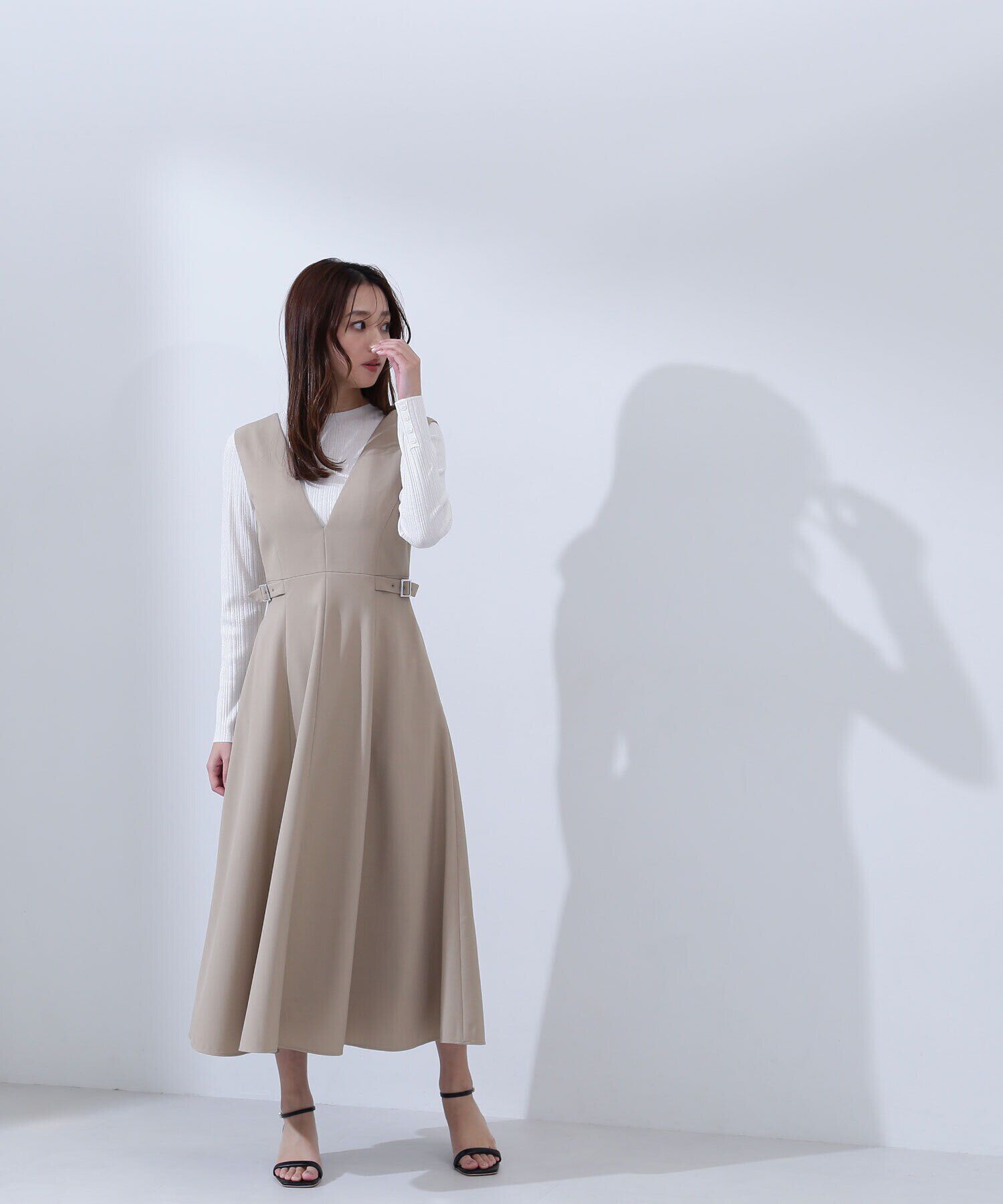  「Vネックサイドバックルジャンスカ」|ワンピース|