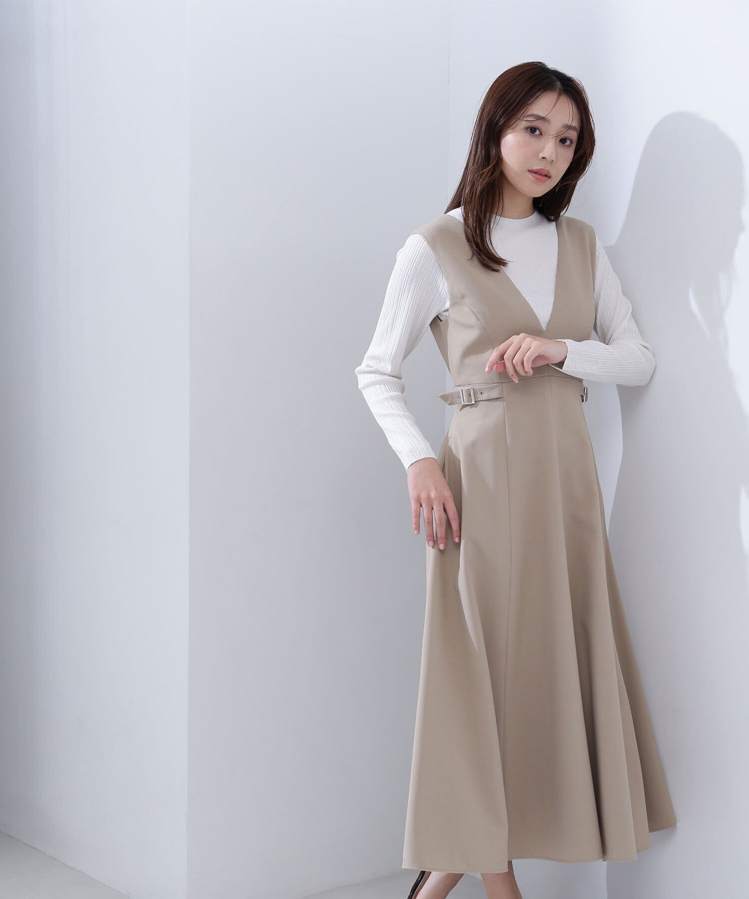  「Vネックサイドバックルジャンスカ」|ワンピース|