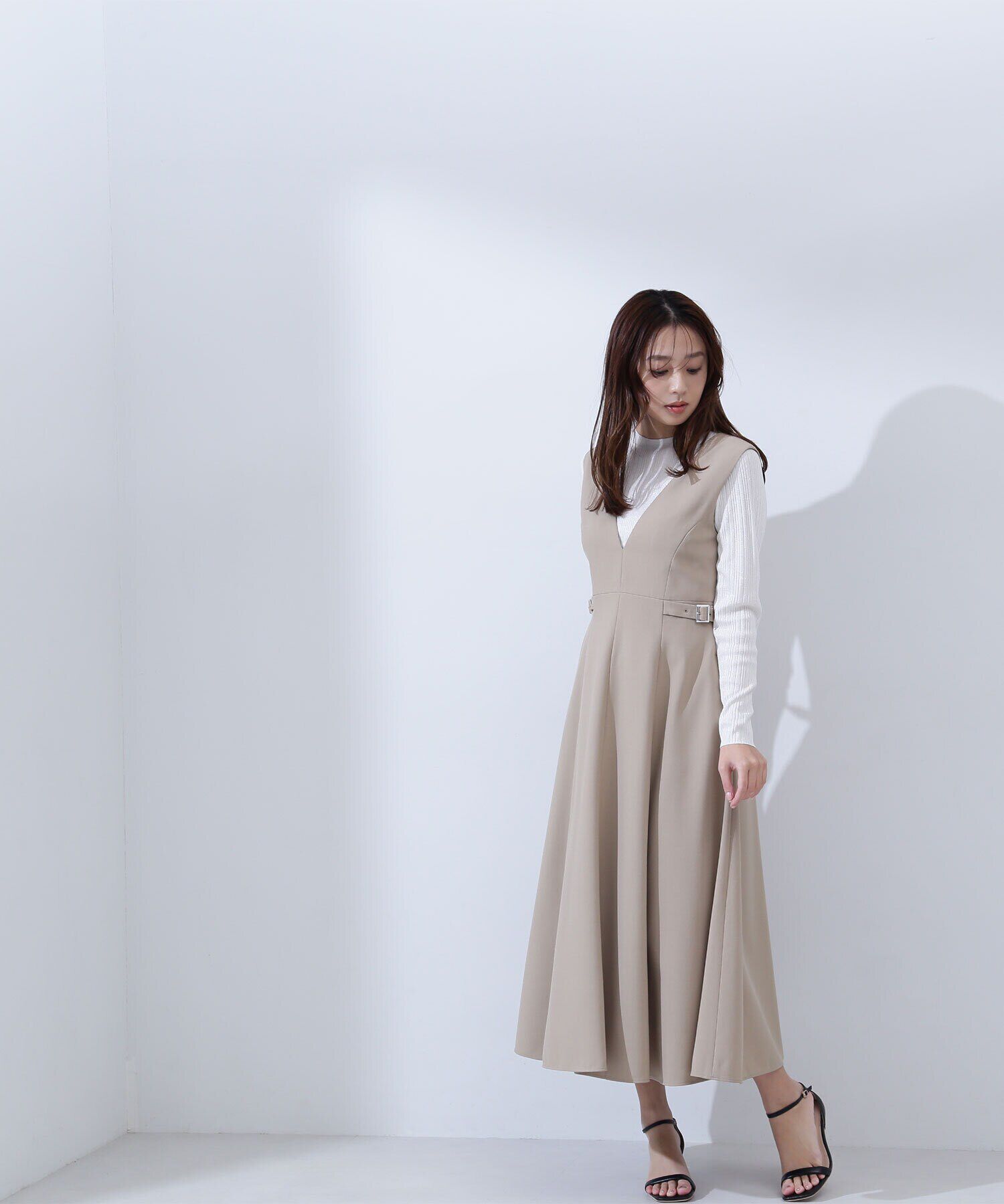  「Vネックサイドバックルジャンスカ」|ワンピース|