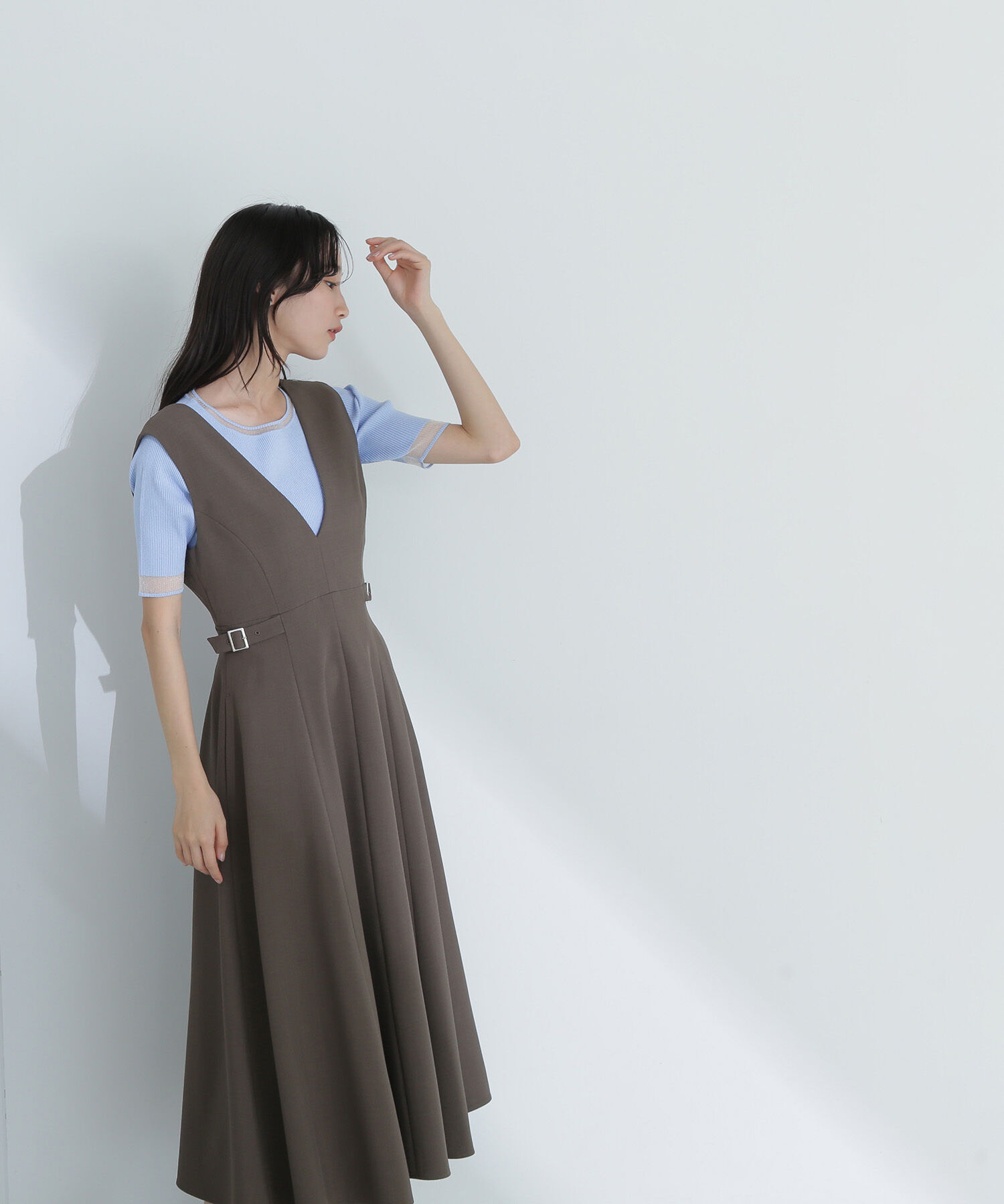  「Vネックサイドバックルジャンスカ」|ワンピース|