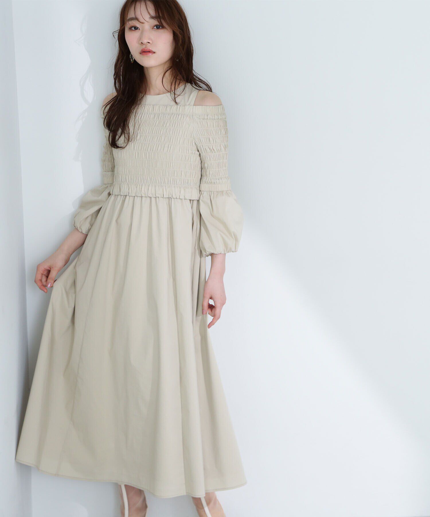  「シャーリングブラウスセットワンピース」|ワンピース|