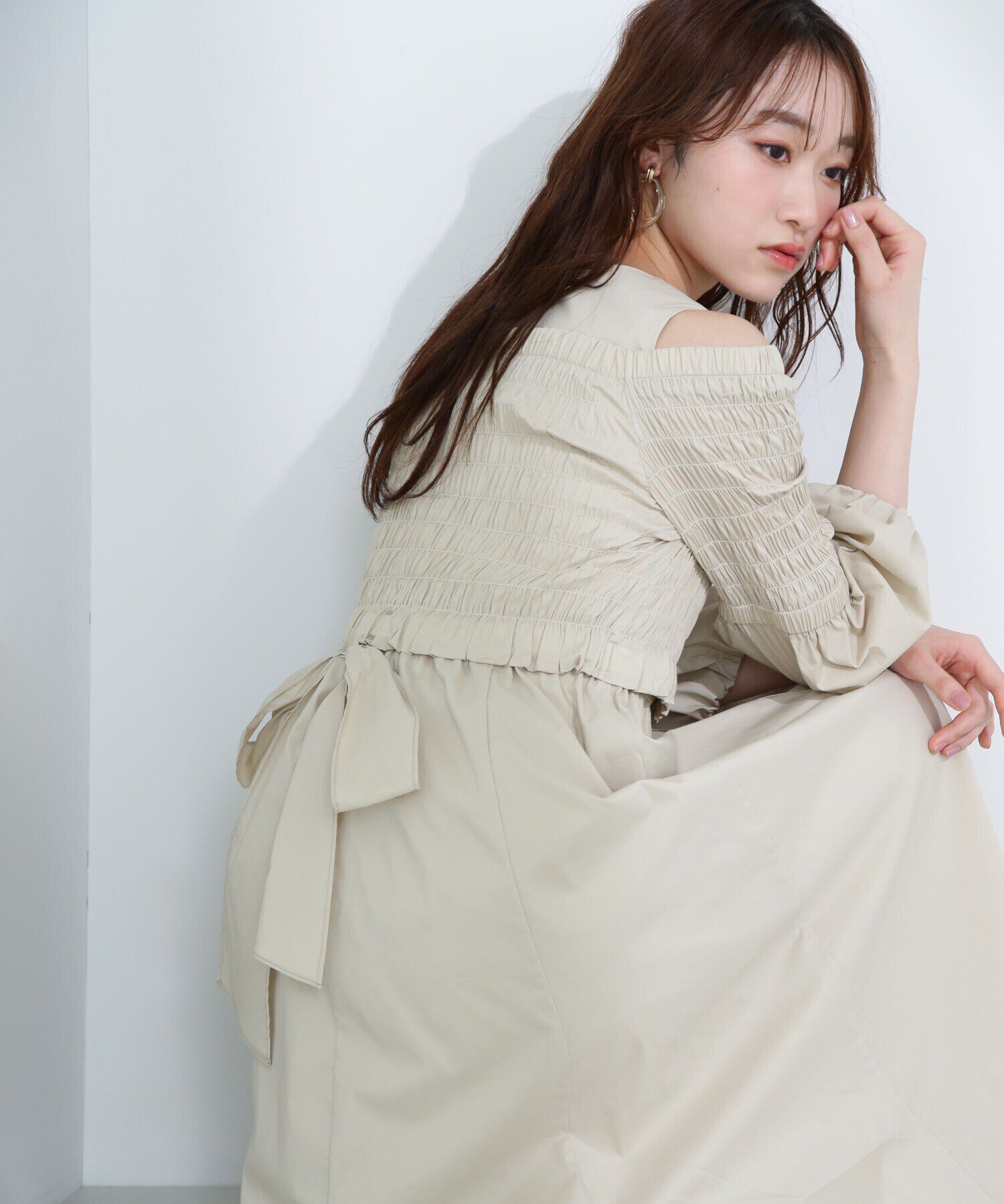  「シャーリングブラウスセットワンピース」|ワンピース|