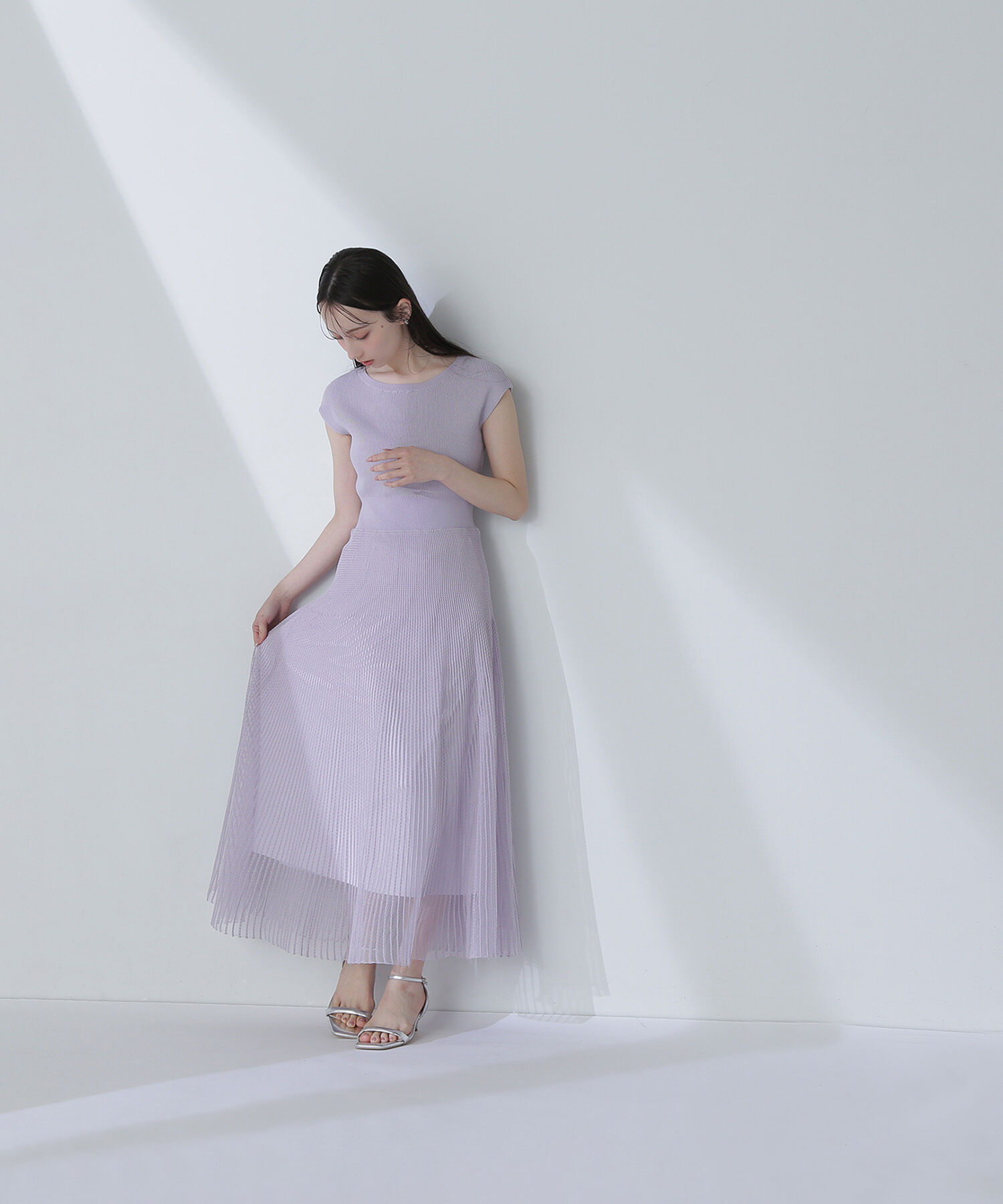  「シアーストライプニットワンピース」|ワンピース|