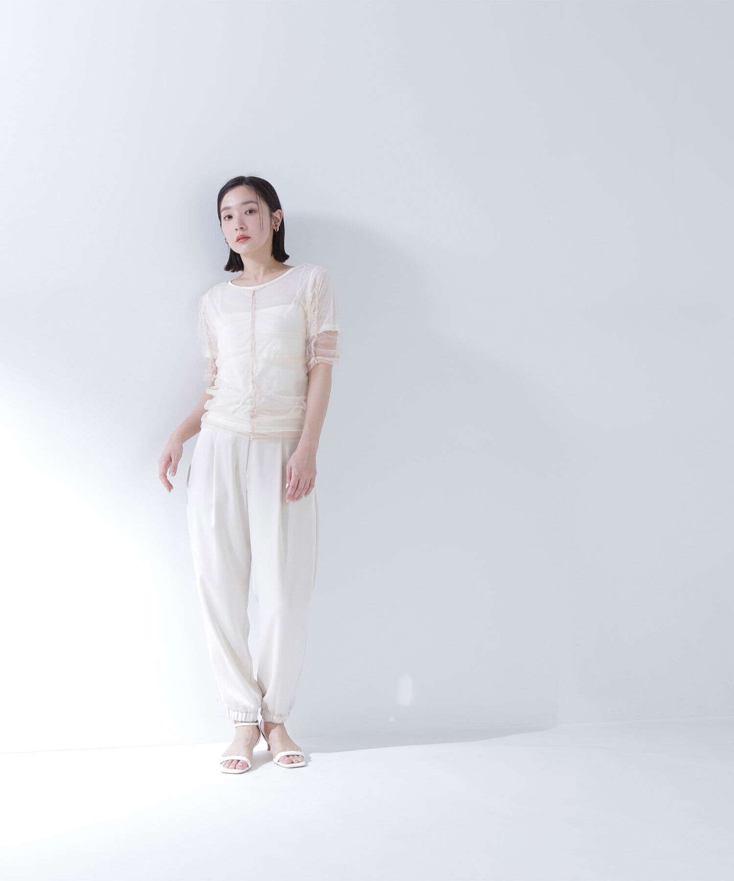  「サテンジョガーパンツ」|その他|ベージュ