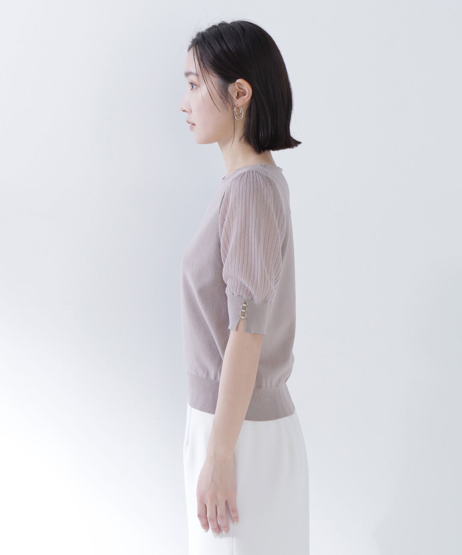  「シアーラメプリーツスリーブニット」|ニット・セーター|