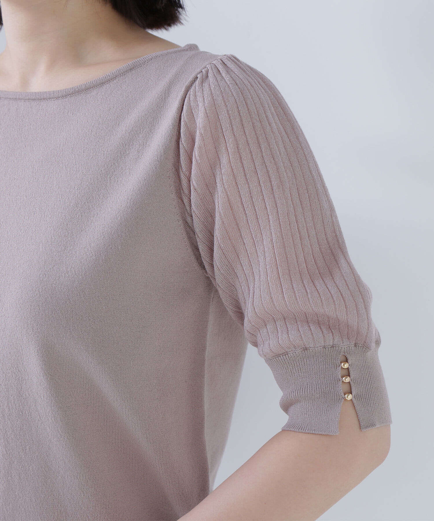  「シアーラメプリーツスリーブニット」|ニット・セーター|