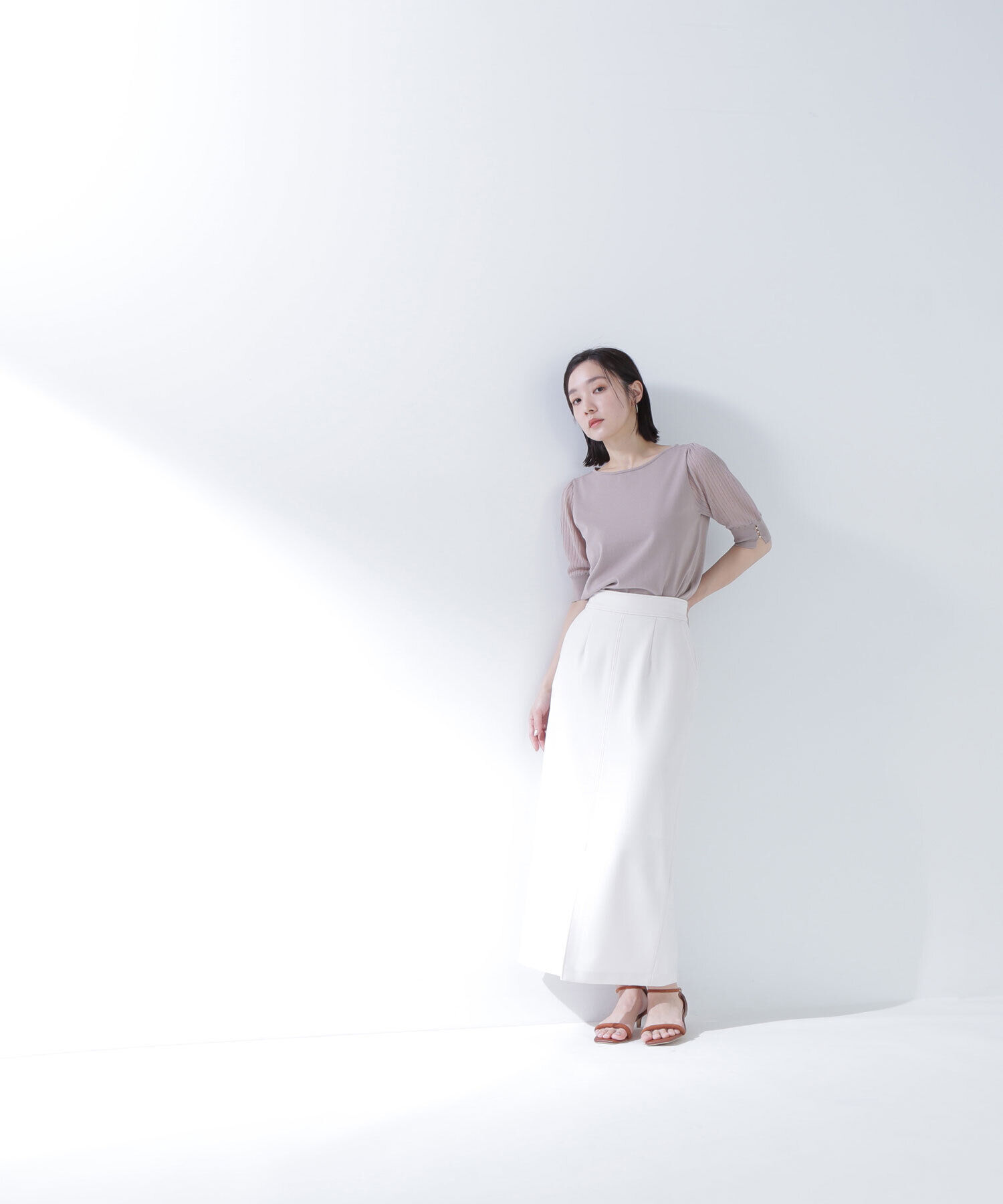  「シアーラメプリーツスリーブニット」|ニット・セーター|