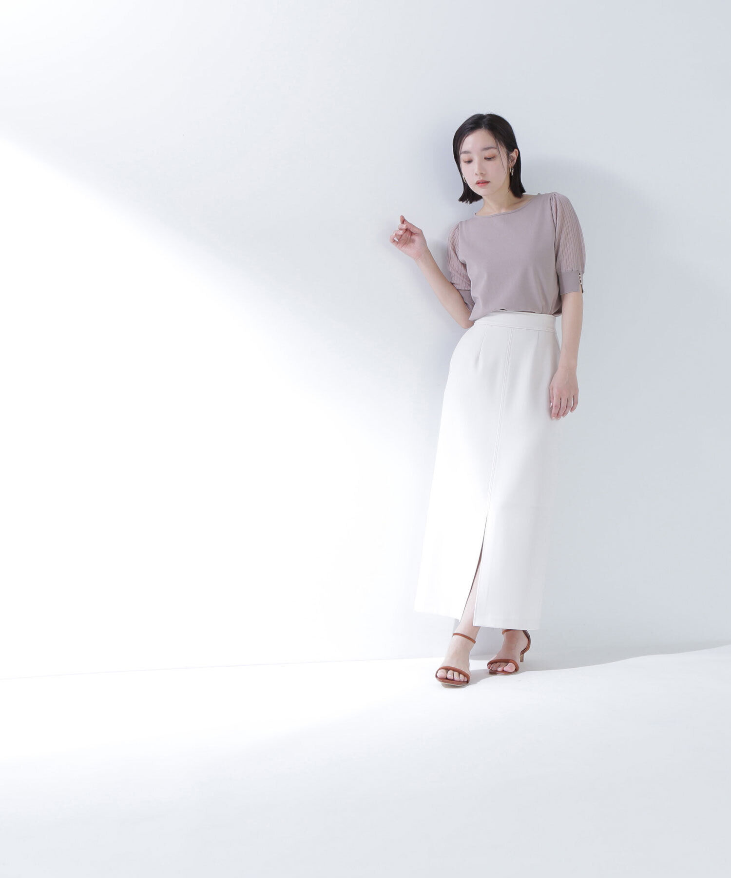  「シアーラメプリーツスリーブニット」|ニット・セーター|