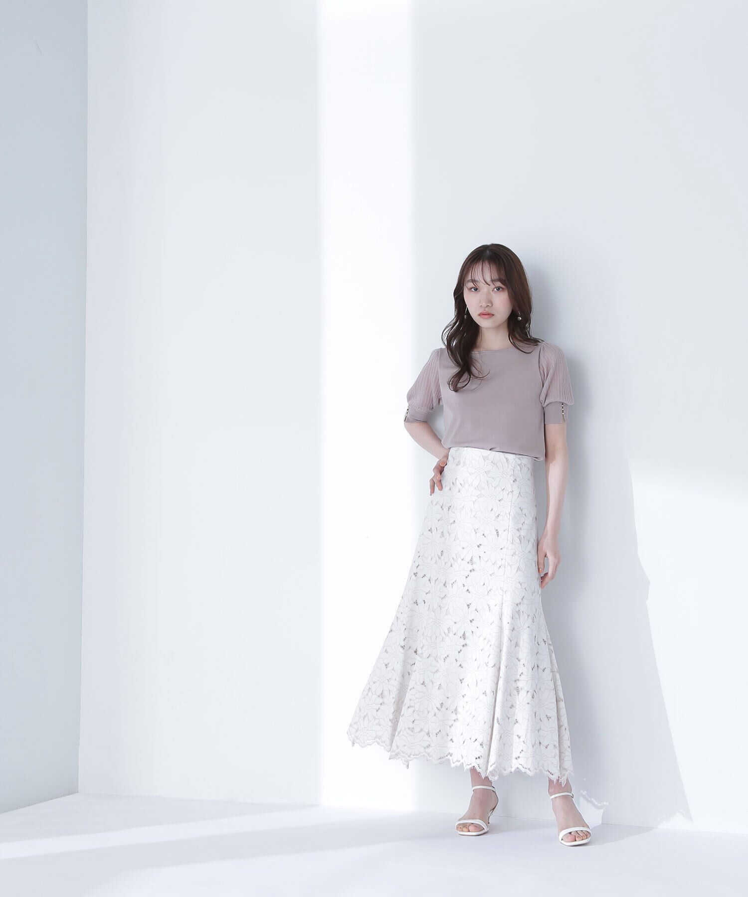  「シアーラメプリーツスリーブニット」|ニット・セーター|