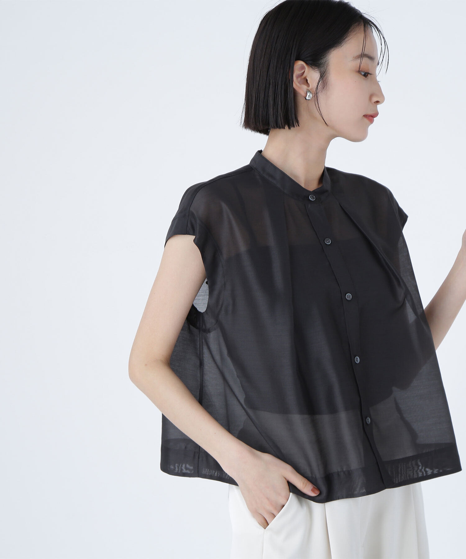  「シアークロップドブラウス」|シャツ・ブラウス|