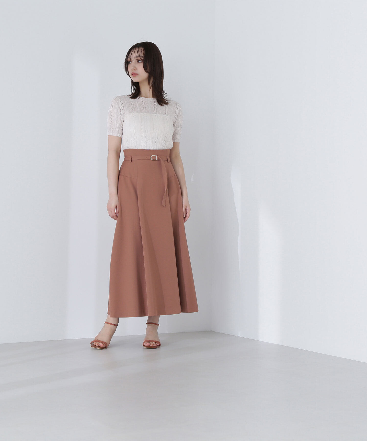  「ハイウエスト切替フレアスカート」|スカート|