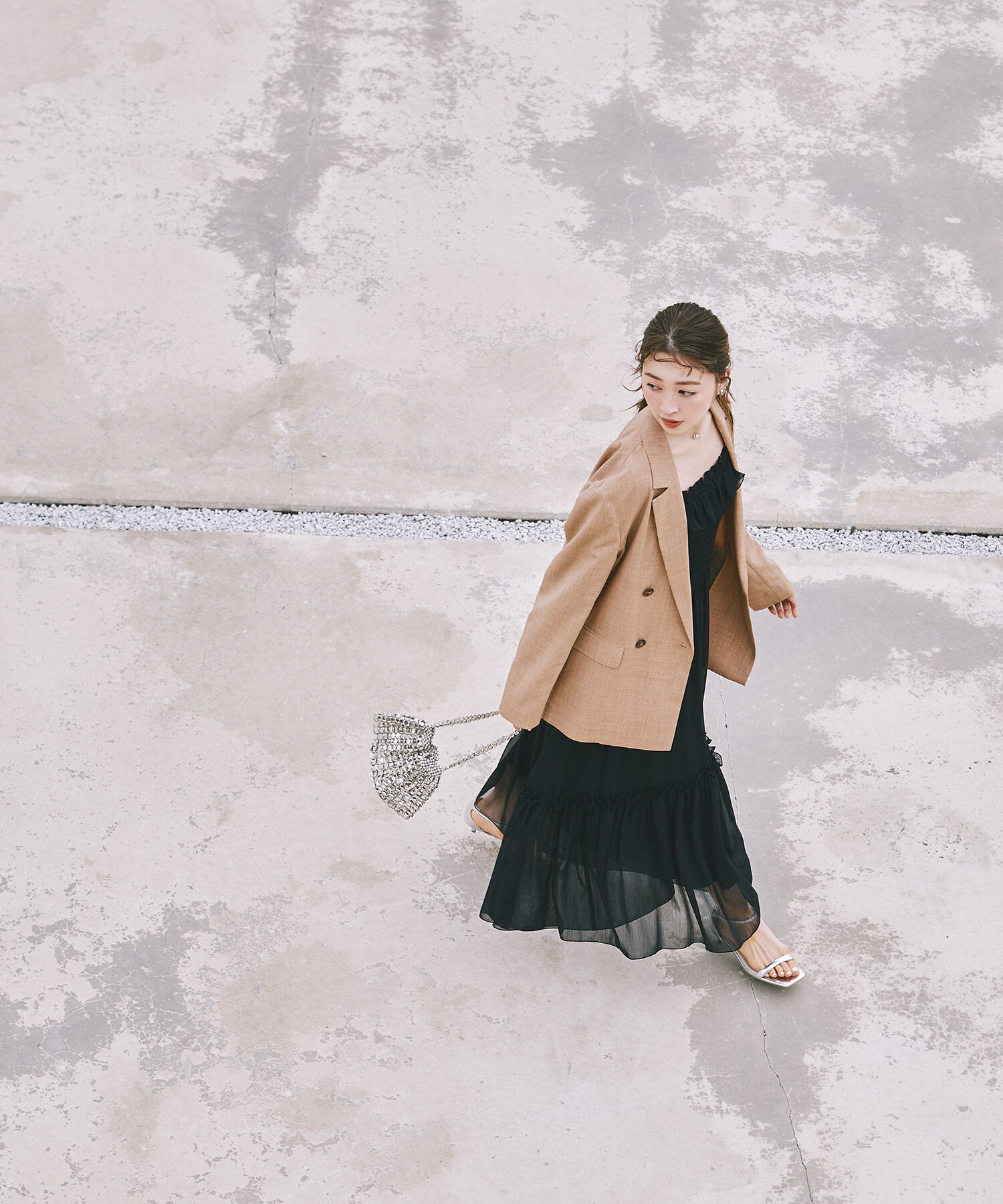  「フリルシャーリングキャミワンピース」|ワンピース|