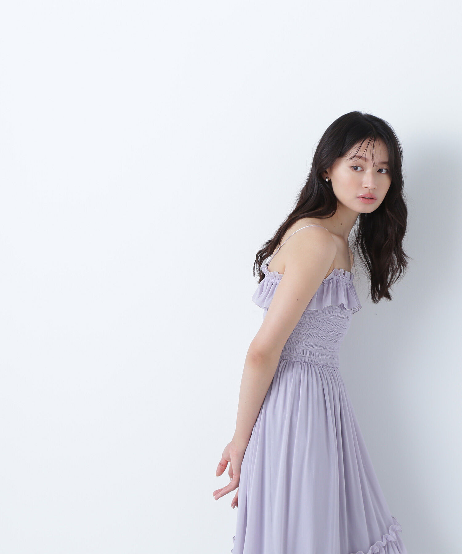  「フリルシャーリングキャミワンピース」|ワンピース|