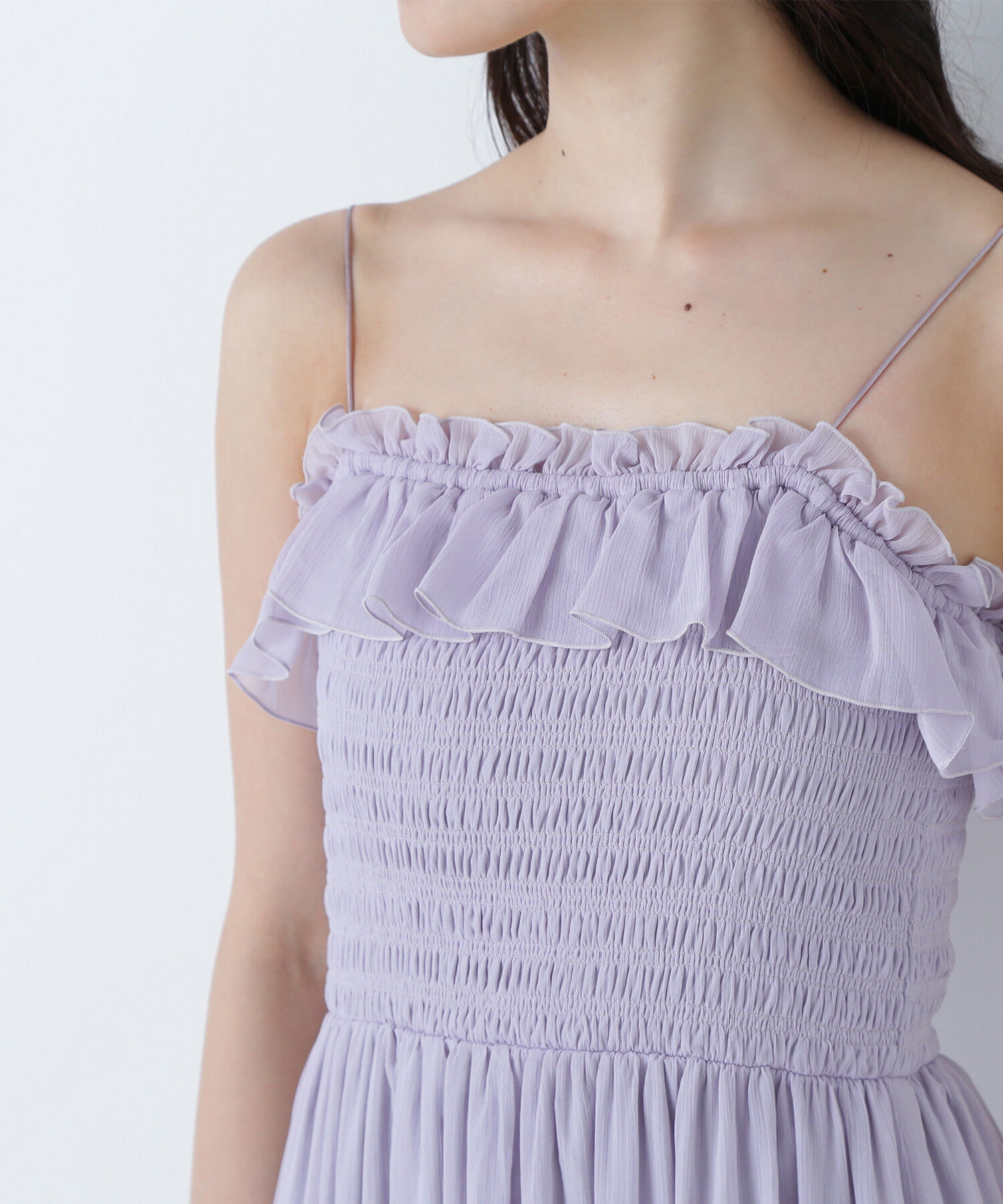  「フリルシャーリングキャミワンピース」|ワンピース|