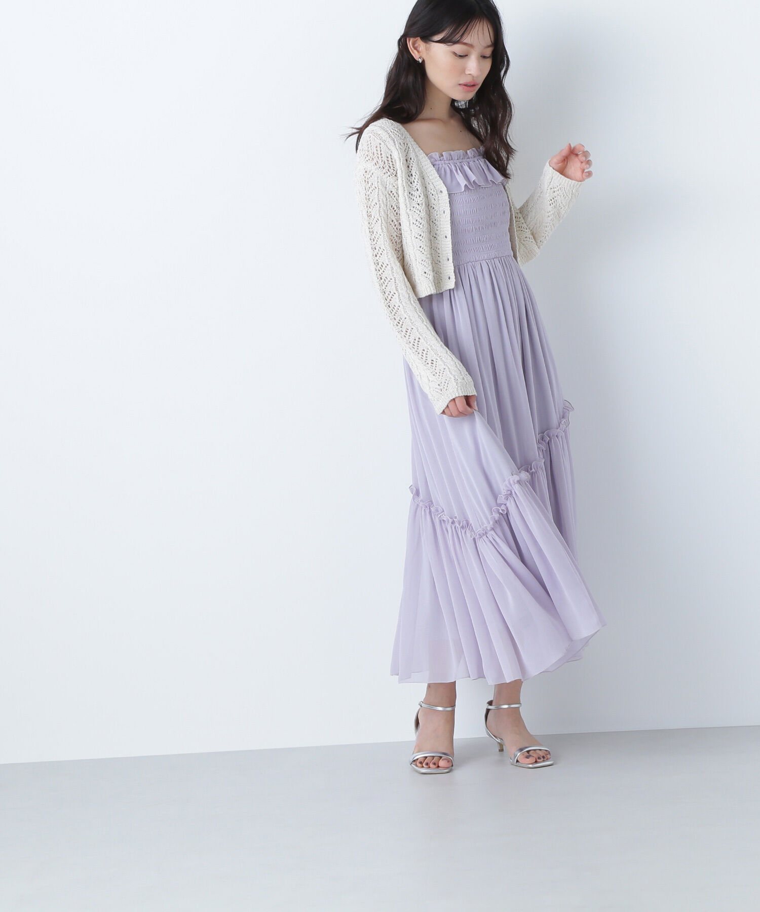 「フリルシャーリングキャミワンピース」|ワンピース|